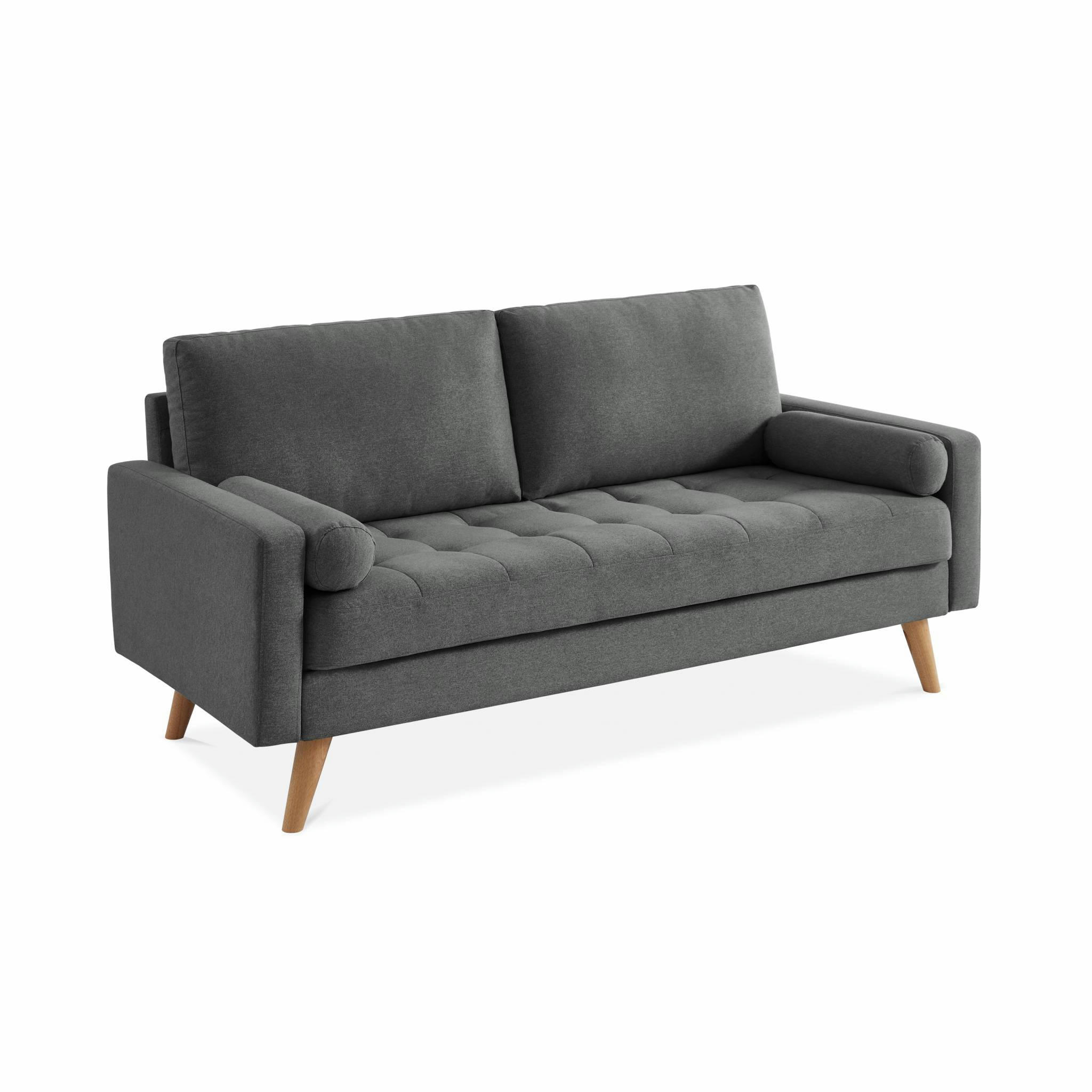 IVAR 3 - Canapé scandinave 3 places en tissu gris foncé droit
