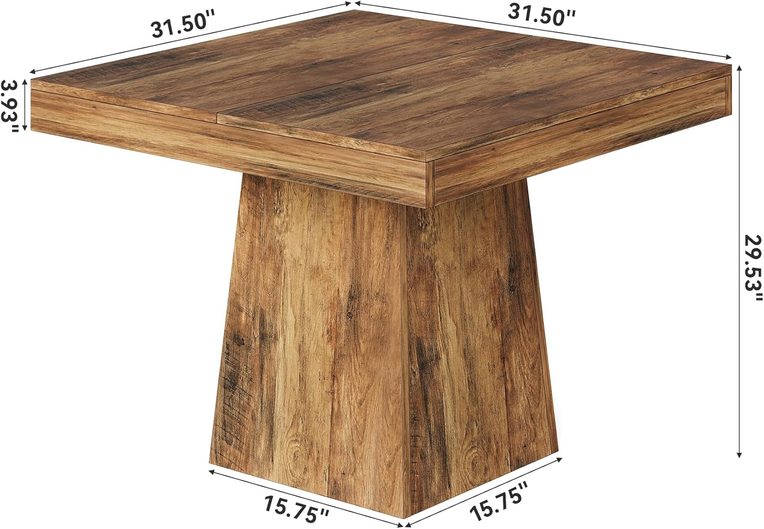 LITTLE TREE 31.5 Small Dining Table for 4, Farmhouse Kitchen Table with Walnut Finish, Square Compact Dinner Table for Home Dining Room, Apartments, Office, Living Room & Restaurants, Walnut