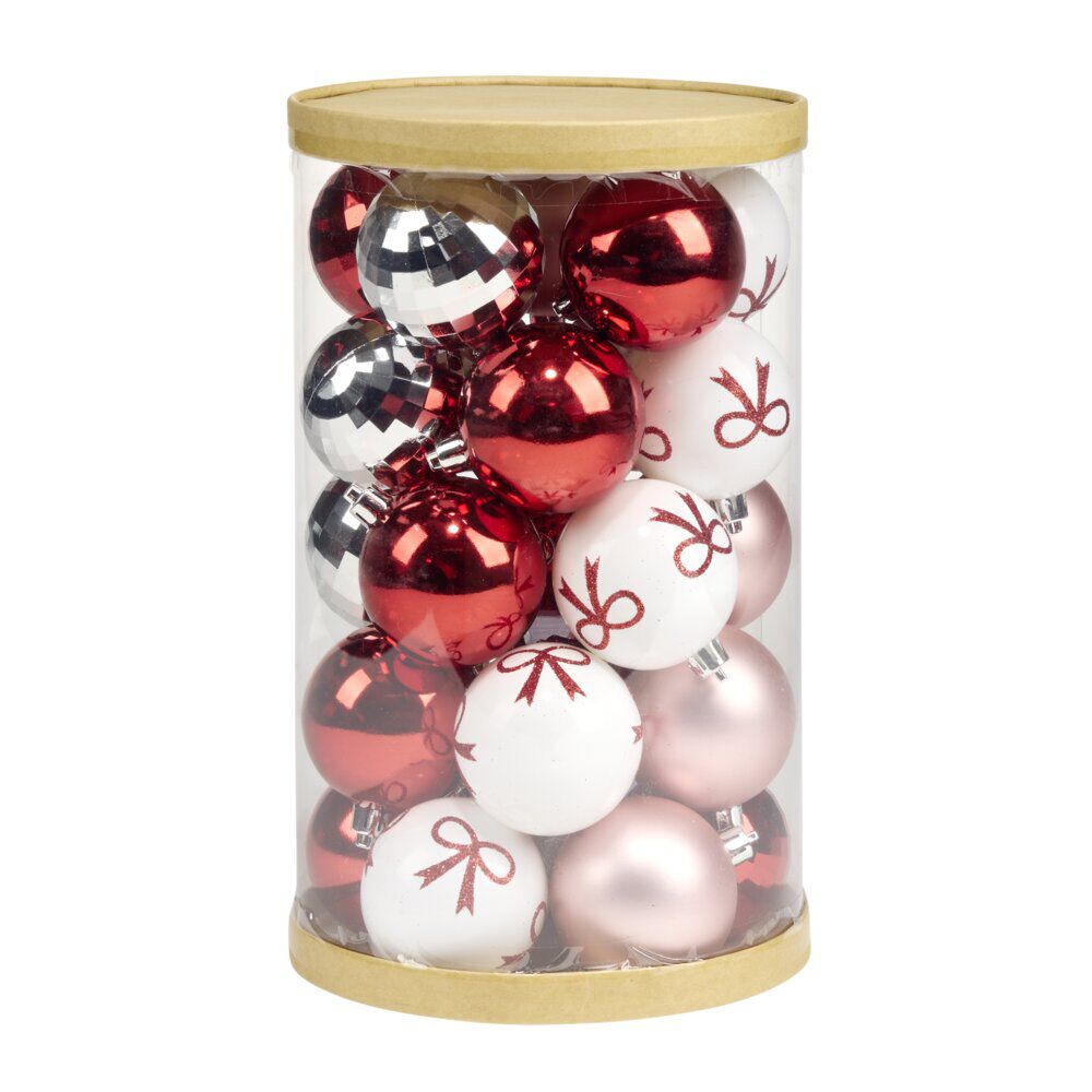 Boule de No&euml;l thème rouge x25 Candy Ø6.5cm