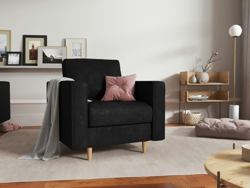 GOBI - Fauteuil en imitation cuir noir