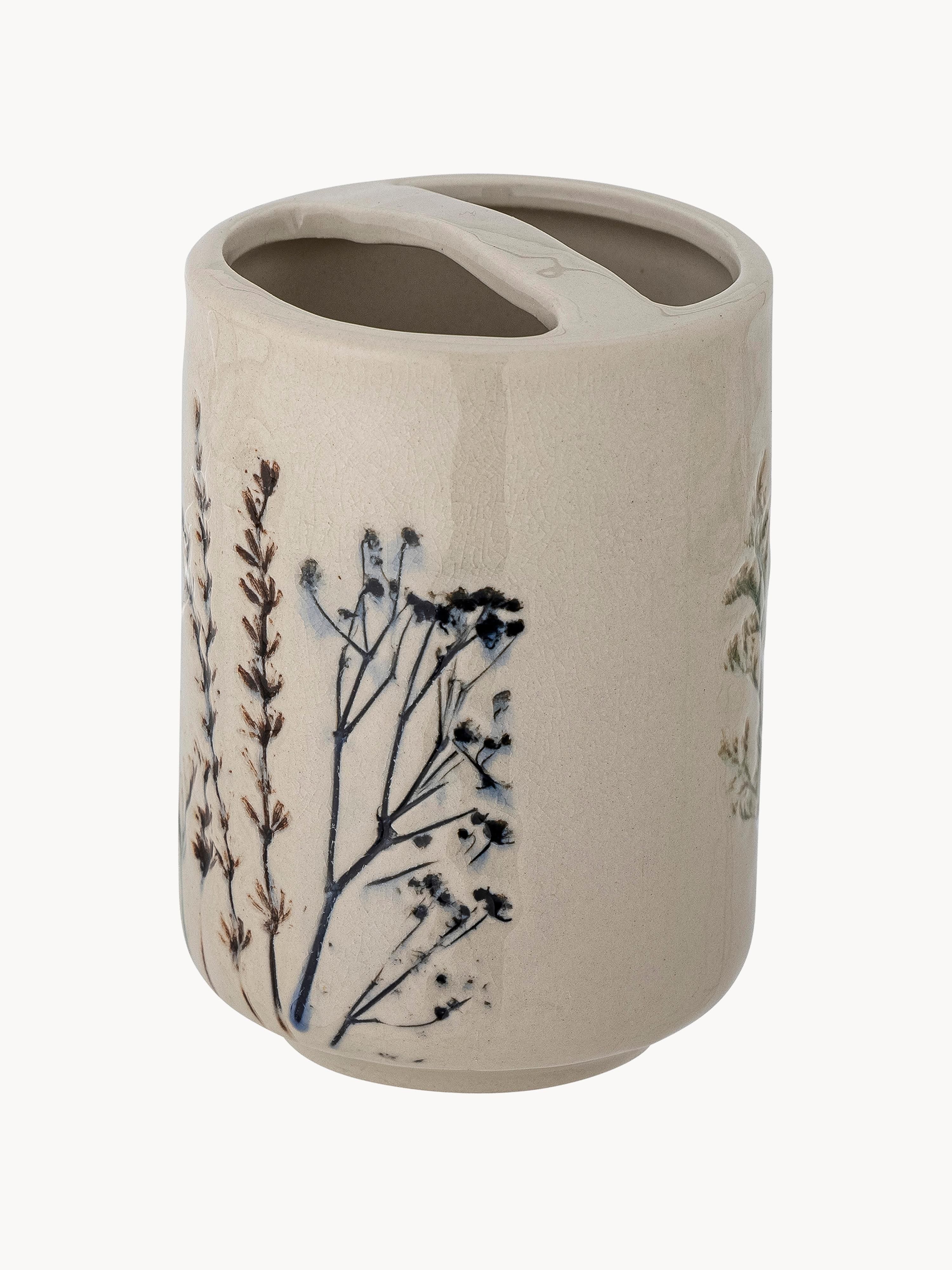 Handgemachte Bad-Accessoire Bea mit Gräser-Motiv, 2er-Set
