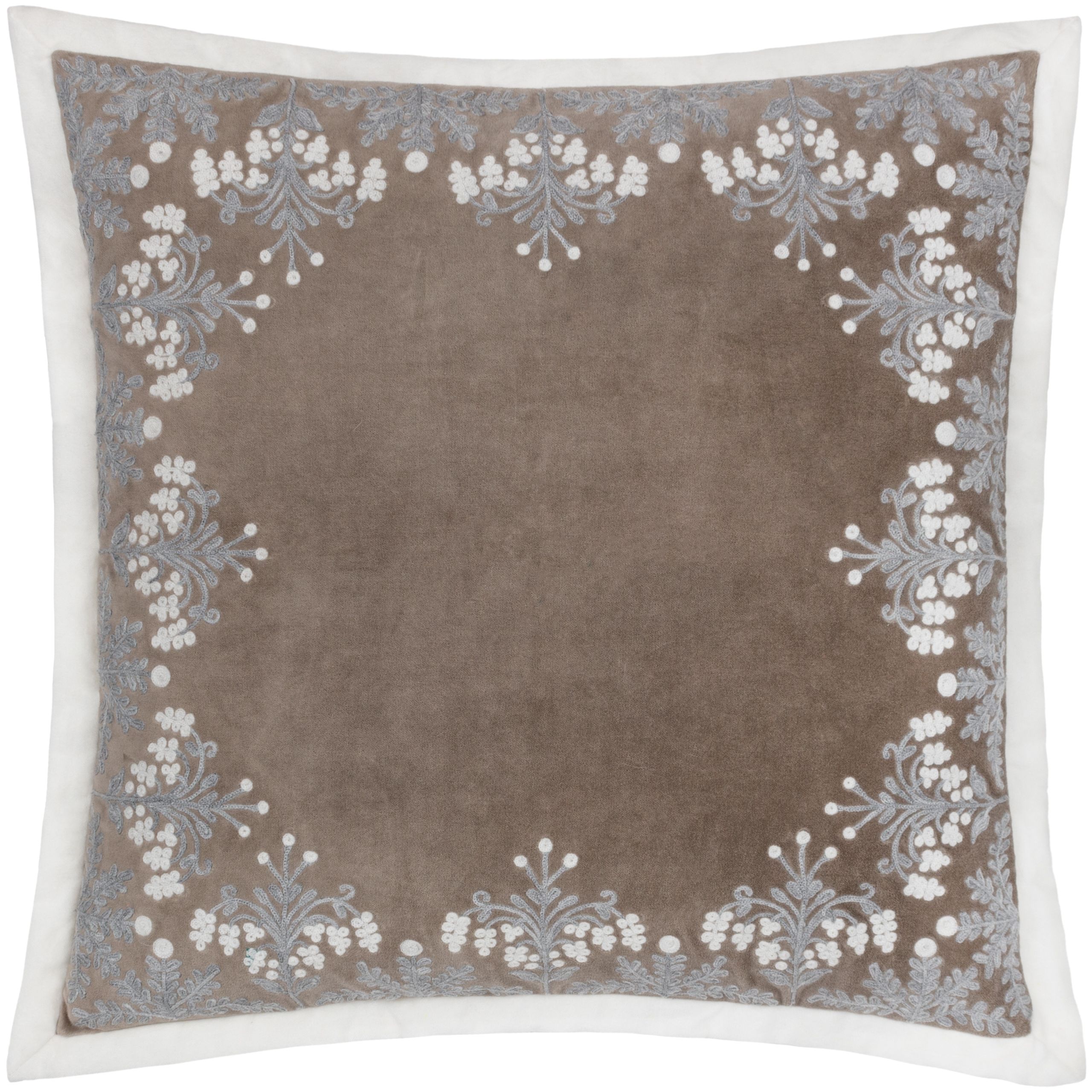 Paoletti Winter Bloom 100% Cotton Embroidered Cushion