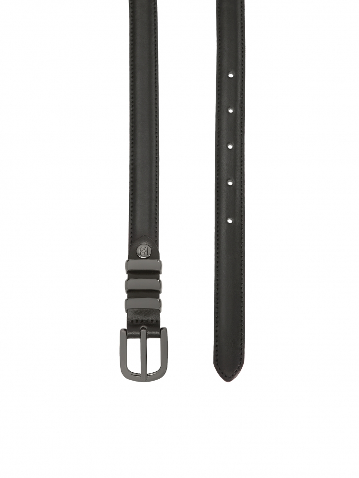 Black narrow belt with gun metal buckle