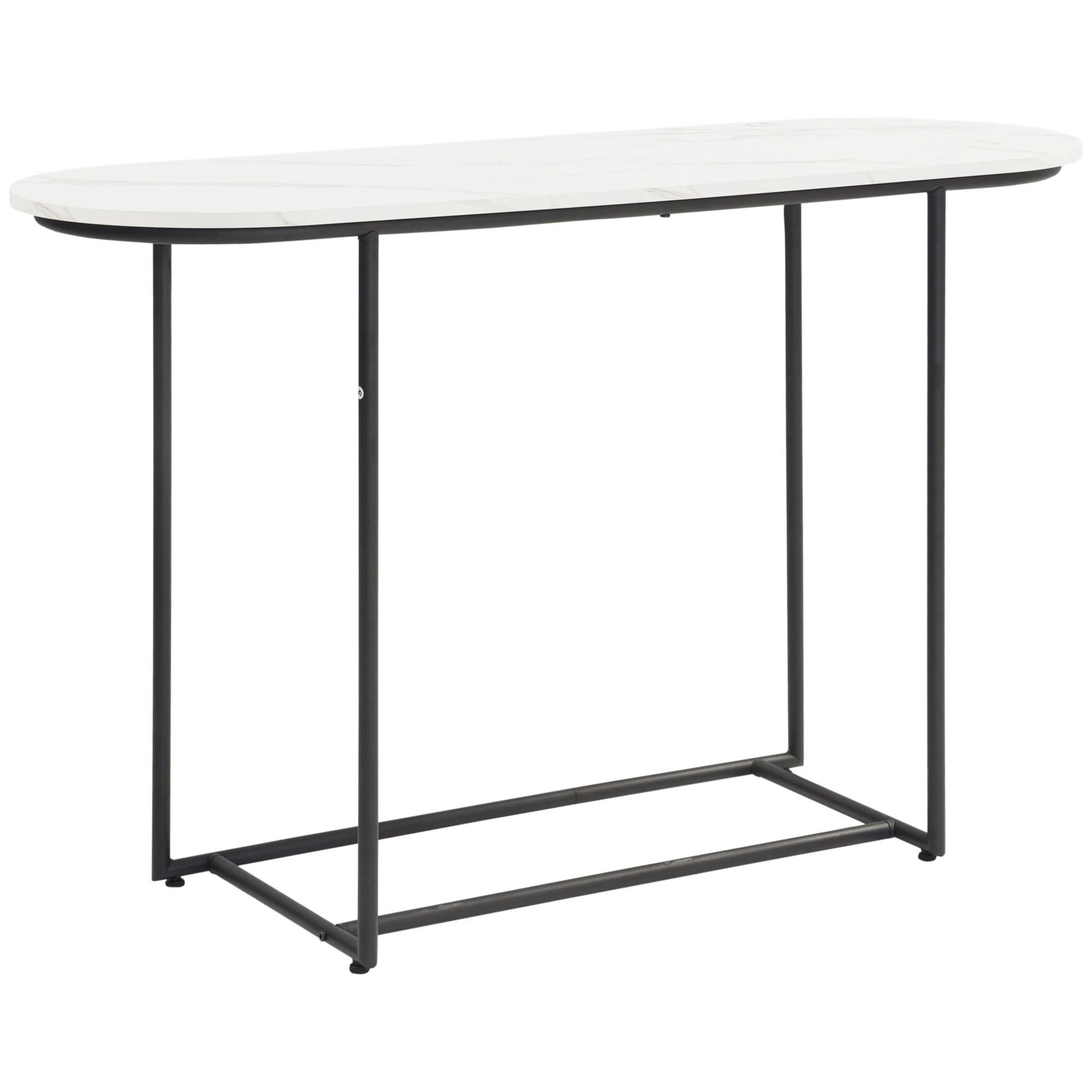 - Console style contemporain aspect marbre blanc châssis acier noir