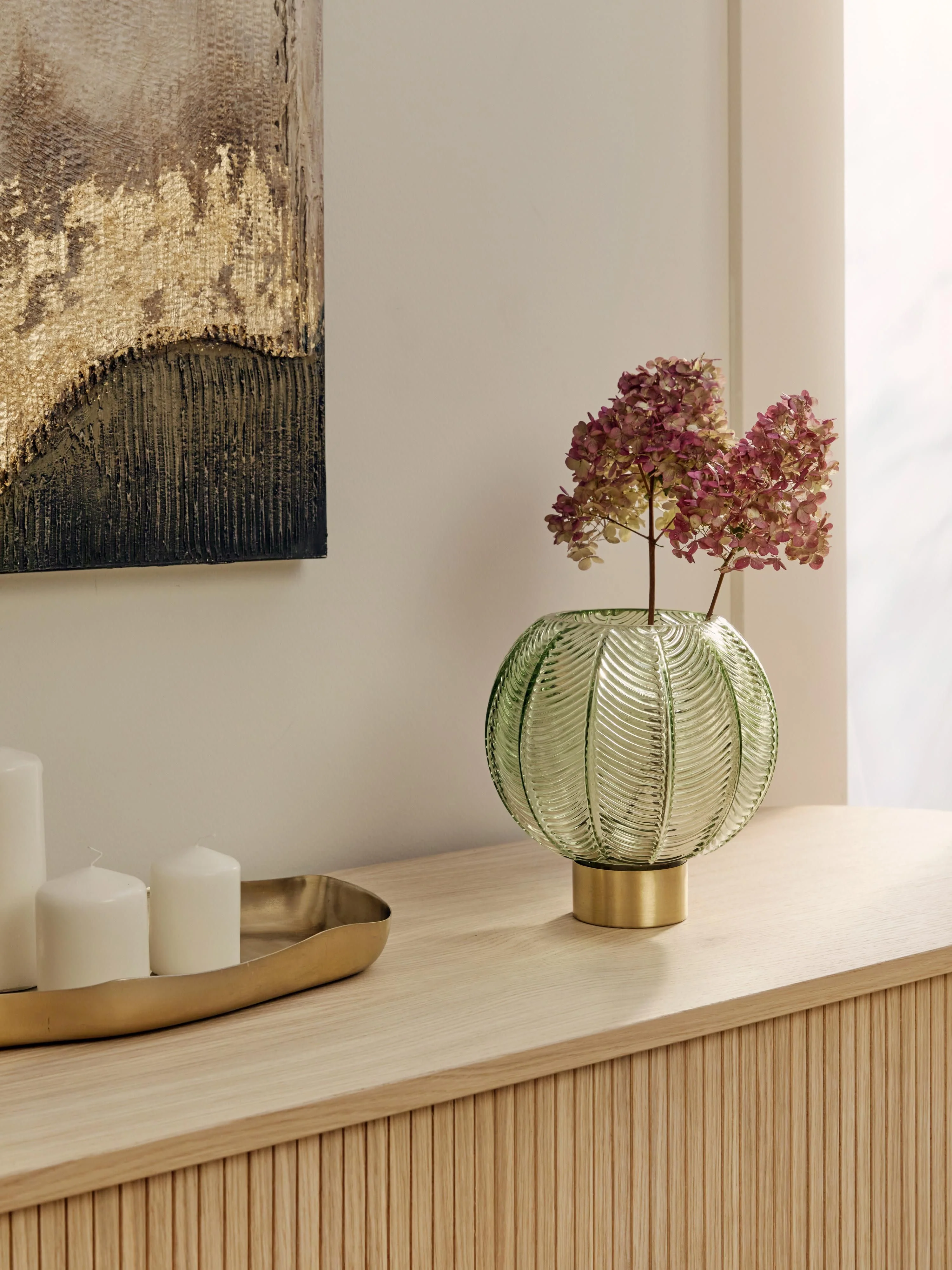 Kugel-Vase Mickey mit goldfarbenem Sockel, H 21 cm