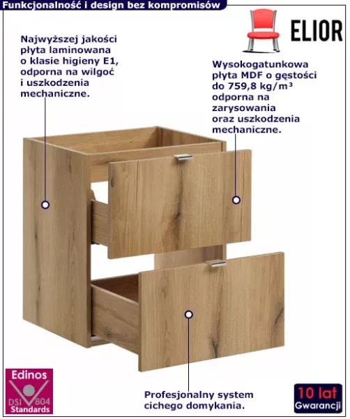 Szafka łazienkowa pod umywalkę w kolorze dąb - Xytica