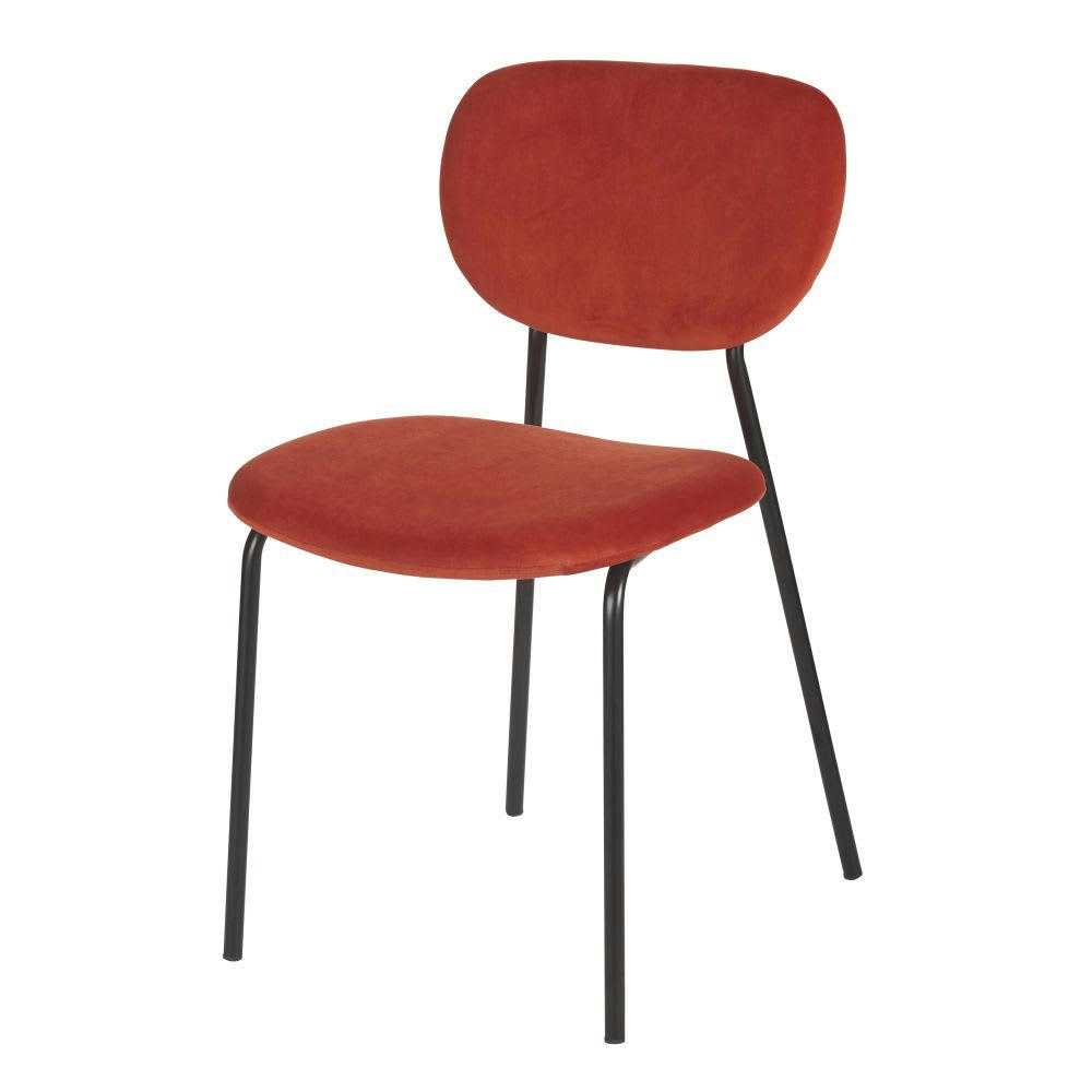 Oscarine Business - Lot de 2 chaises professionnelles en métal noir et velours rouge