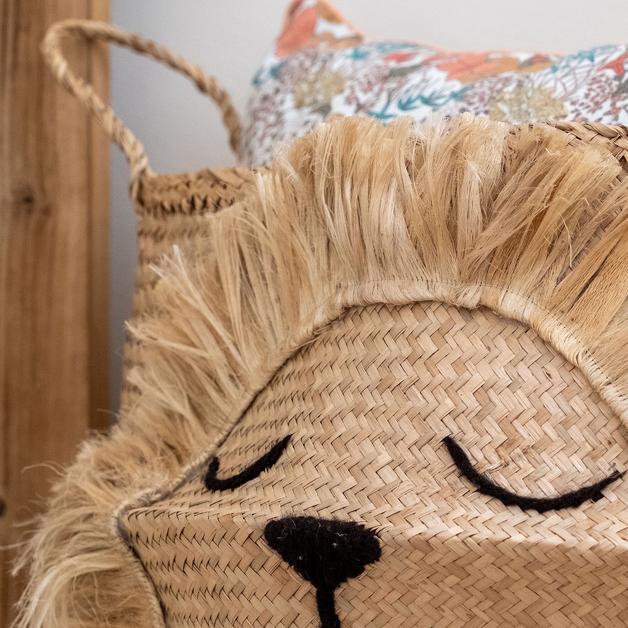SIMBA - Panier déco lion en jonc de mer D40xH38cm - naturel