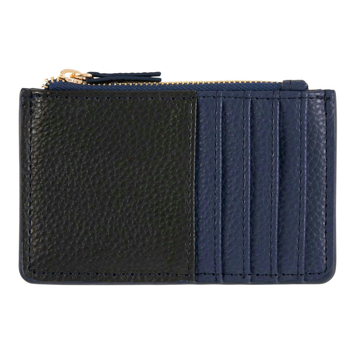 - Porte-cartes Zippé - Noir Et Bleu Marine