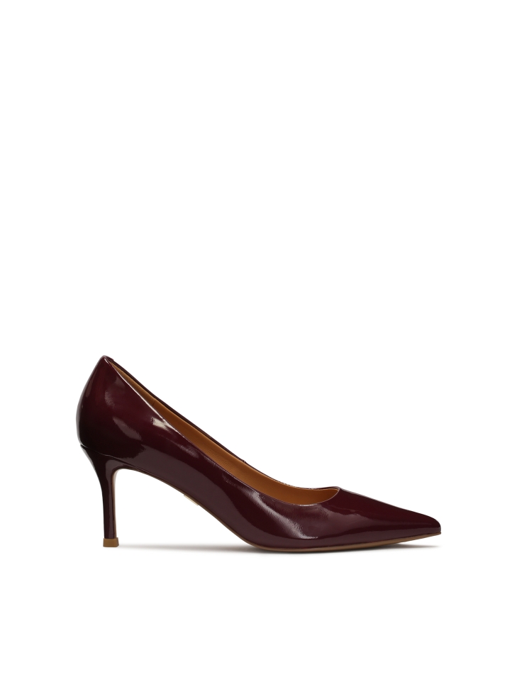 Maroon patent leather pumps