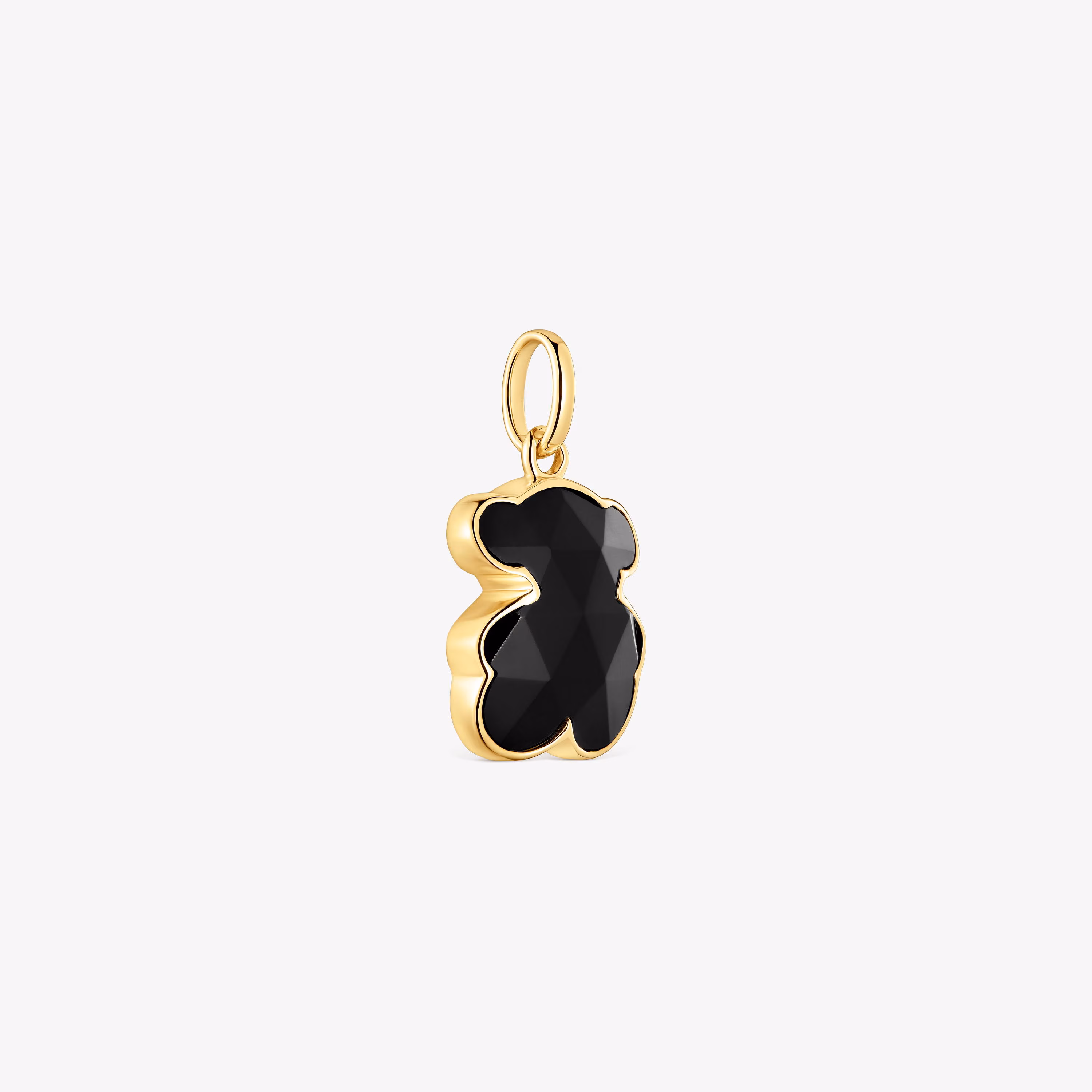 Colgante pequeño con baño de oro 18 kt sobre plata y motivo oso en ónix Icon Color