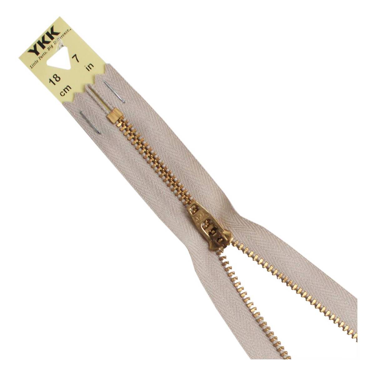 YKK Dark Beige Brass Jeans Zip 18cm