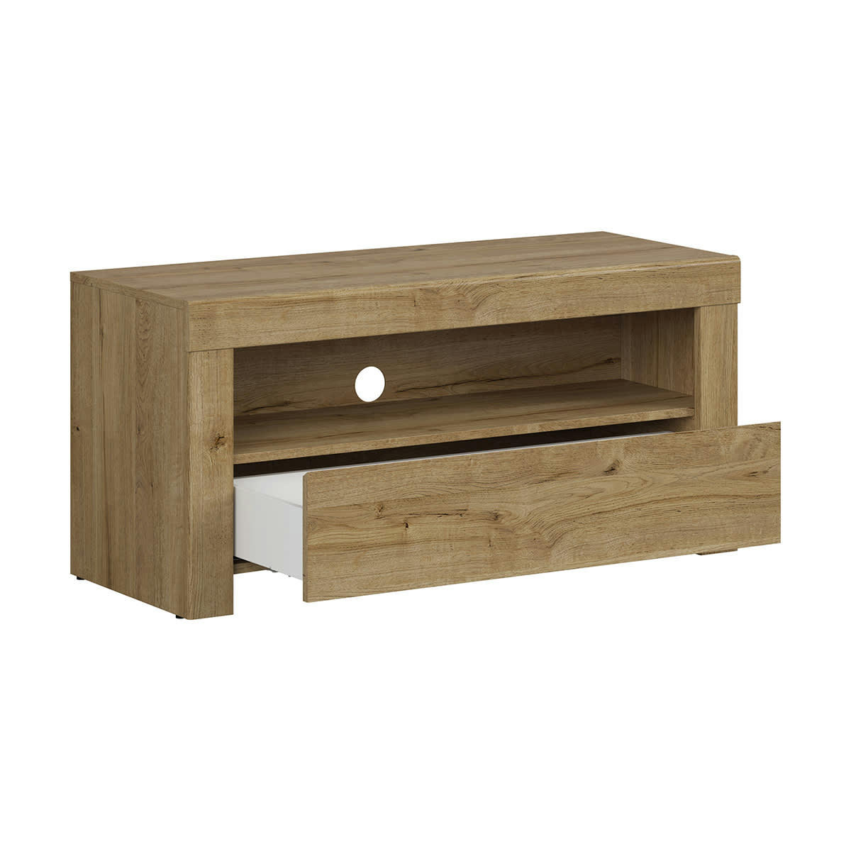 - Meuble TV 1 tiroir 106 cm panneaux agglomérés naturel