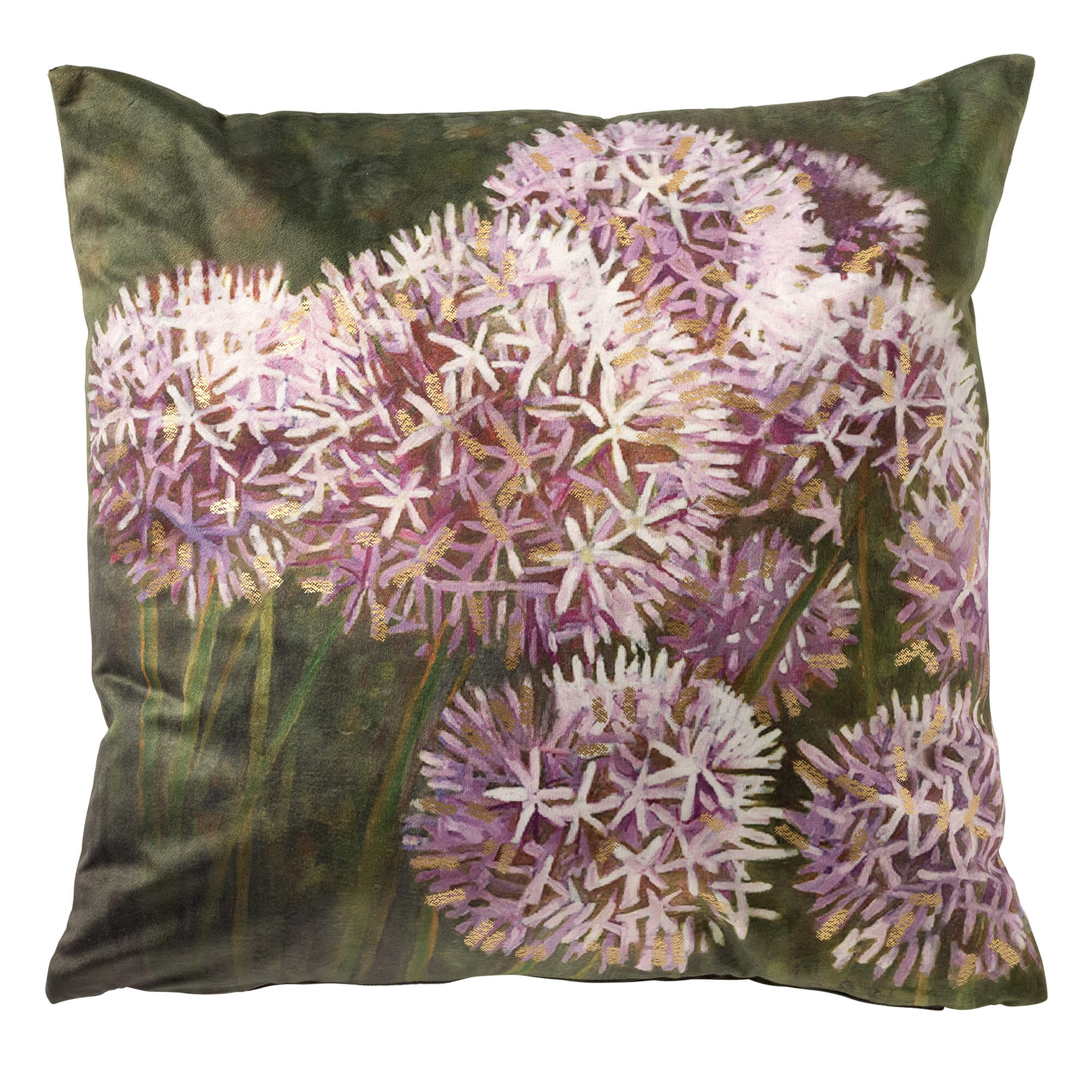 DIANTHE - sierkussen 45x45 cm - bloemenprint - Orchide Ice - paars, groen