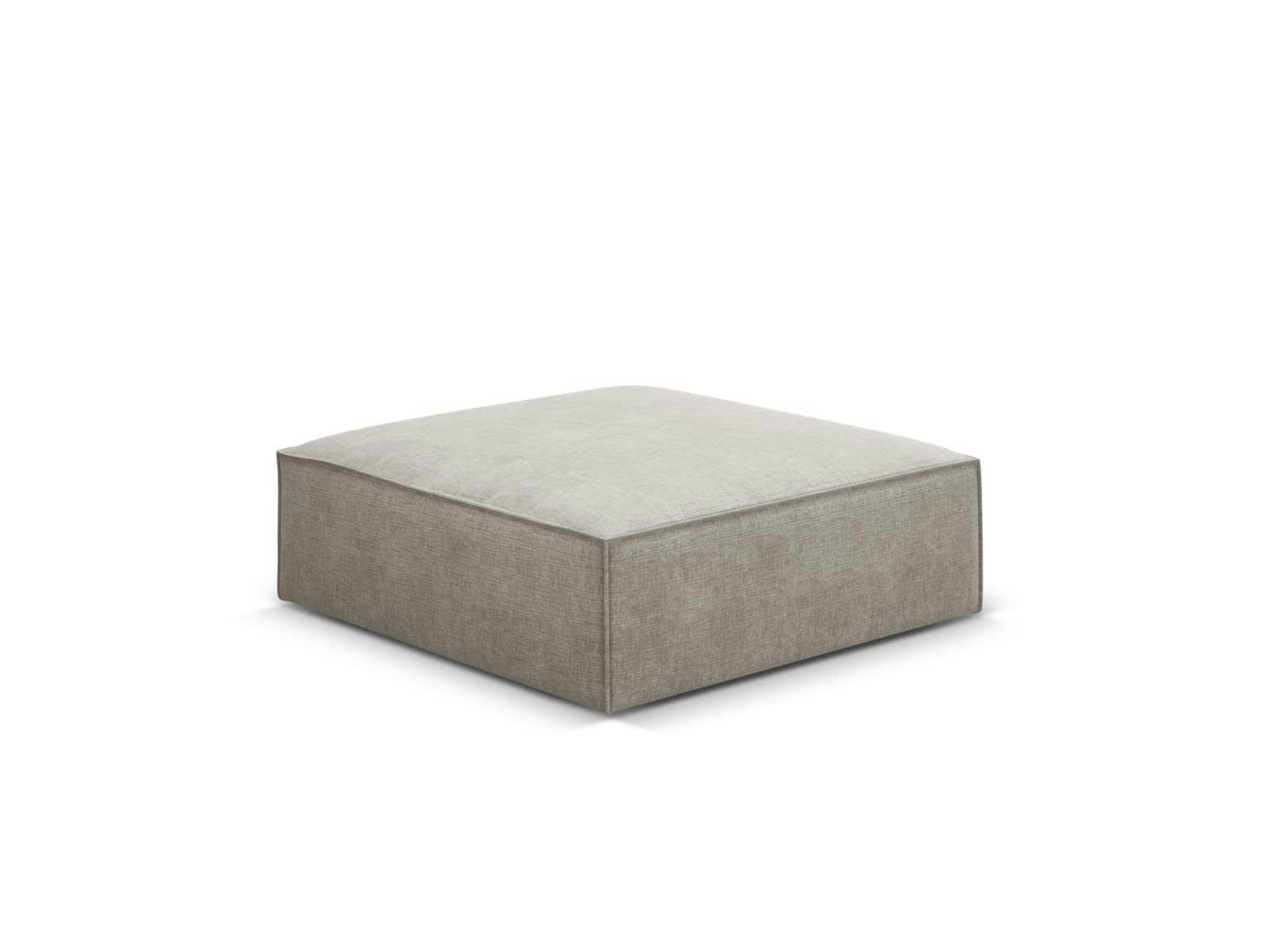 KAELLE - Pouf 1 place en tissu chenille gris clair