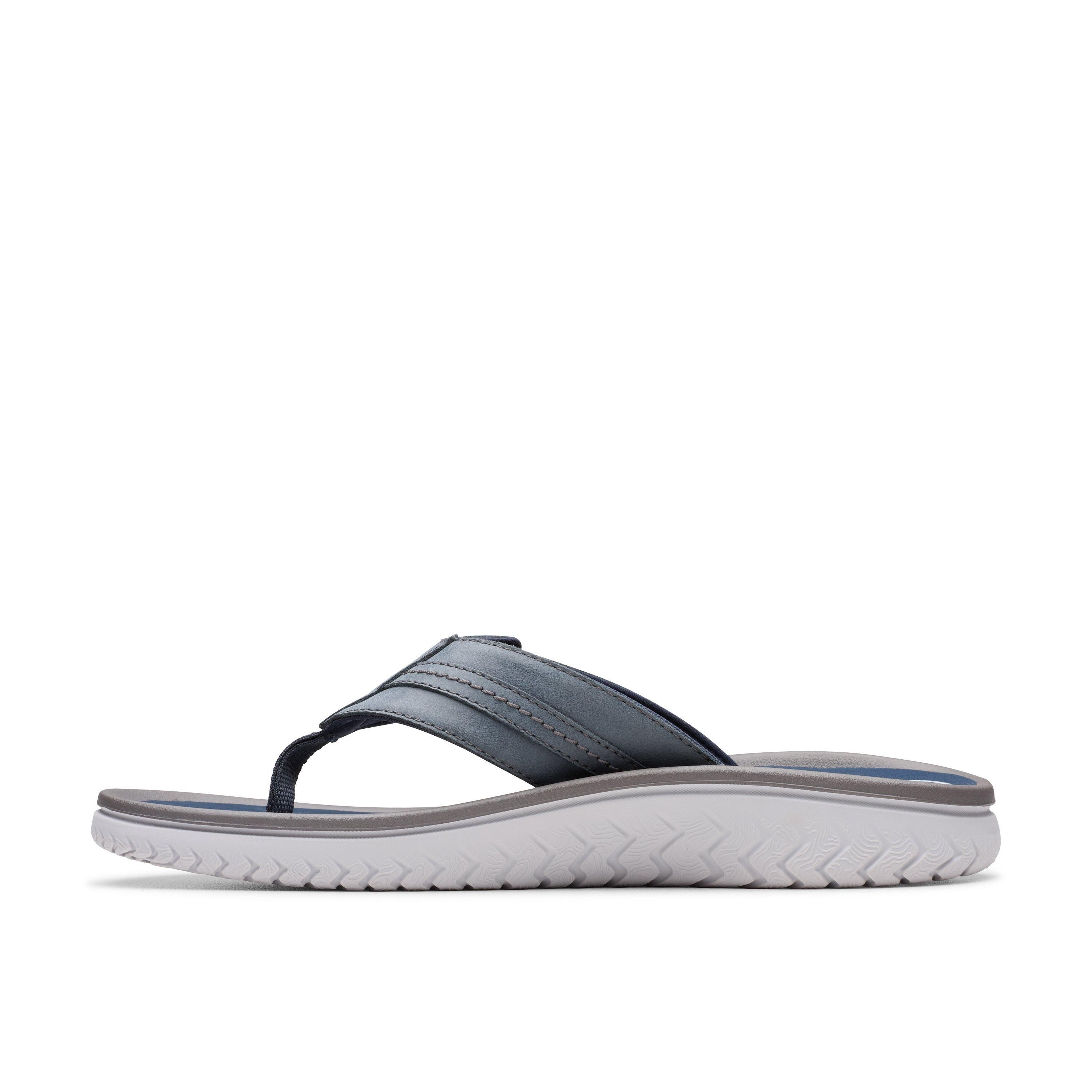 Clarks Wesley Sun Navy Leather Flat Sandals,Flip Flops