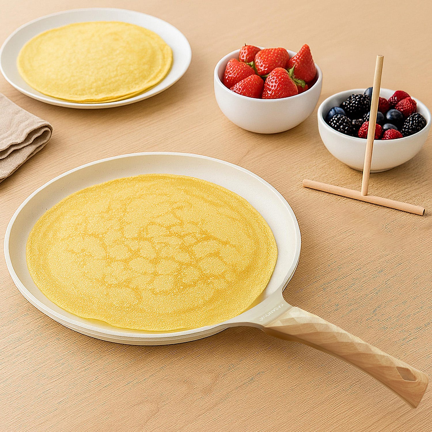Padella crepes 28 cm con spatola Crepes Magie crema