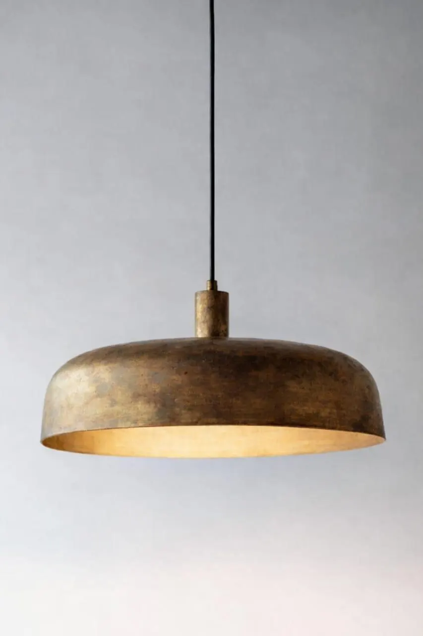 Vintage Brass Pendant Light – Industrial Dome Ceiling Lamp – Modern Kitchen Island Lighting – Minimalist Hanging Light Fixture