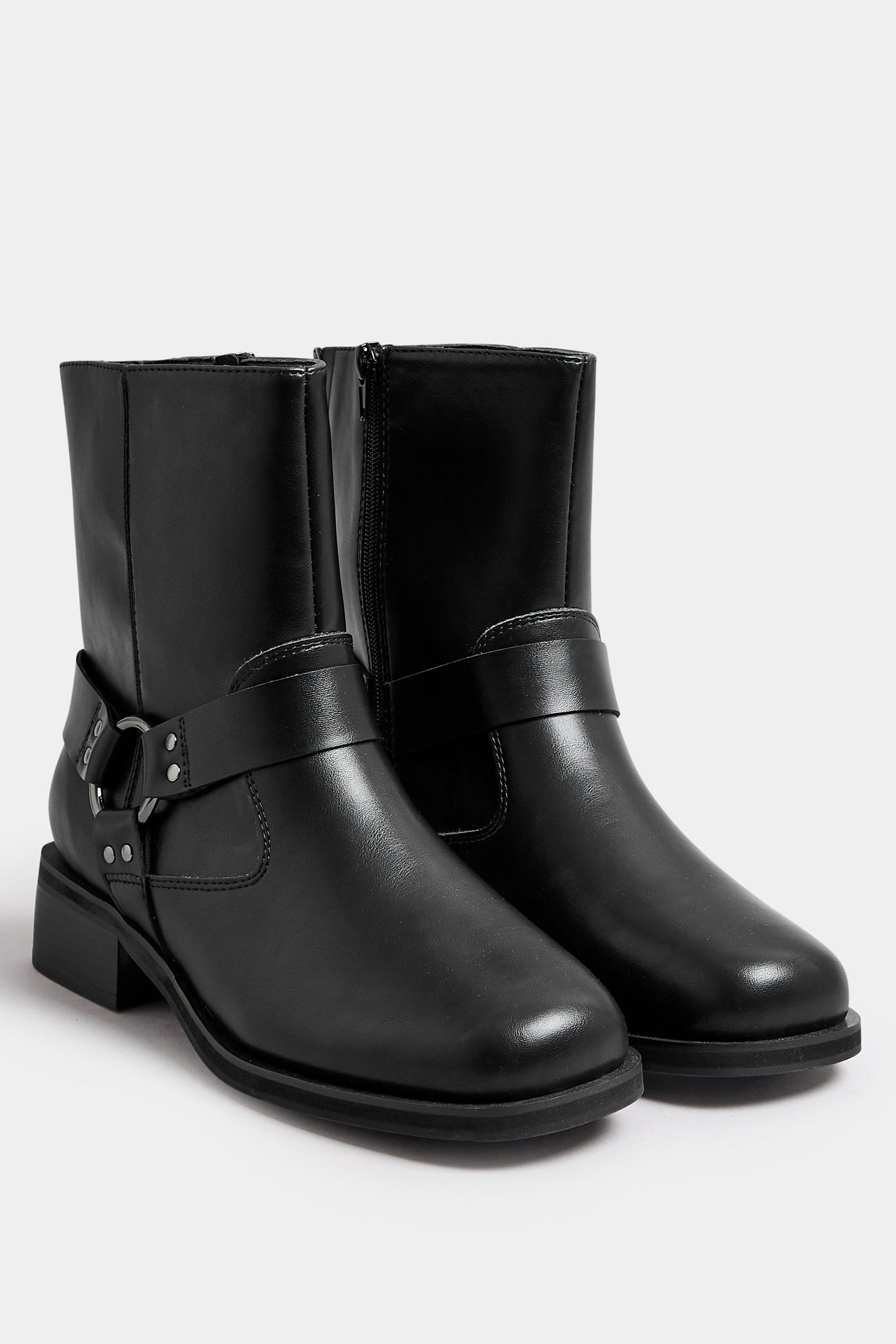Yours Extra Wide Fit Square Toe Biker Boots