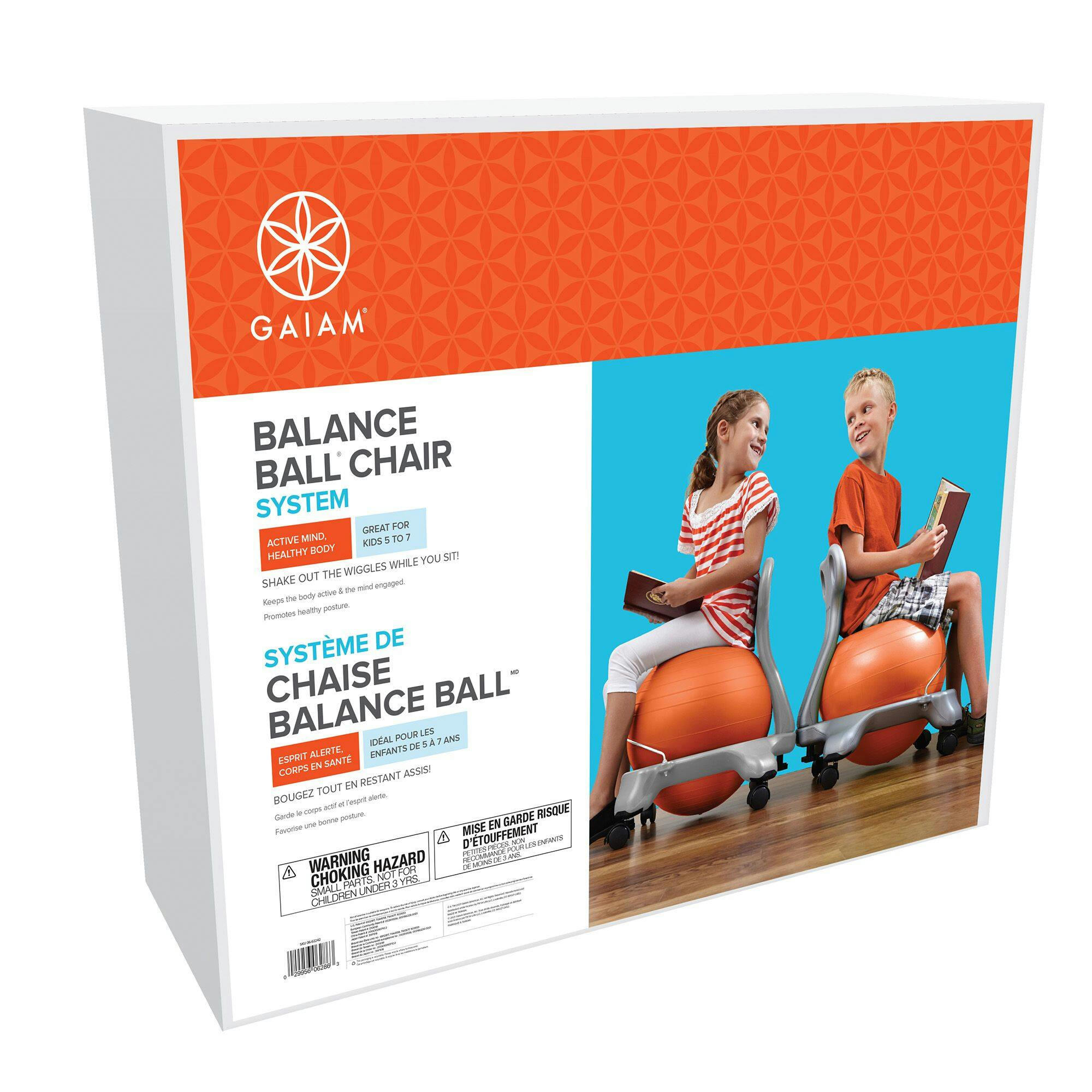 Gaiam Kids Classic Balance Ball Chair, Orange/Grey
