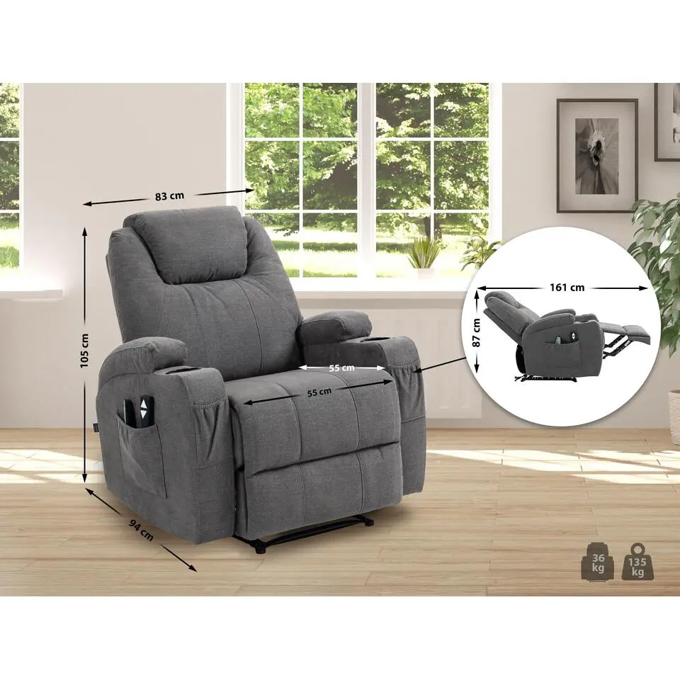 CLP Fauteuil Hepler zwart Frame - Stof - grijs