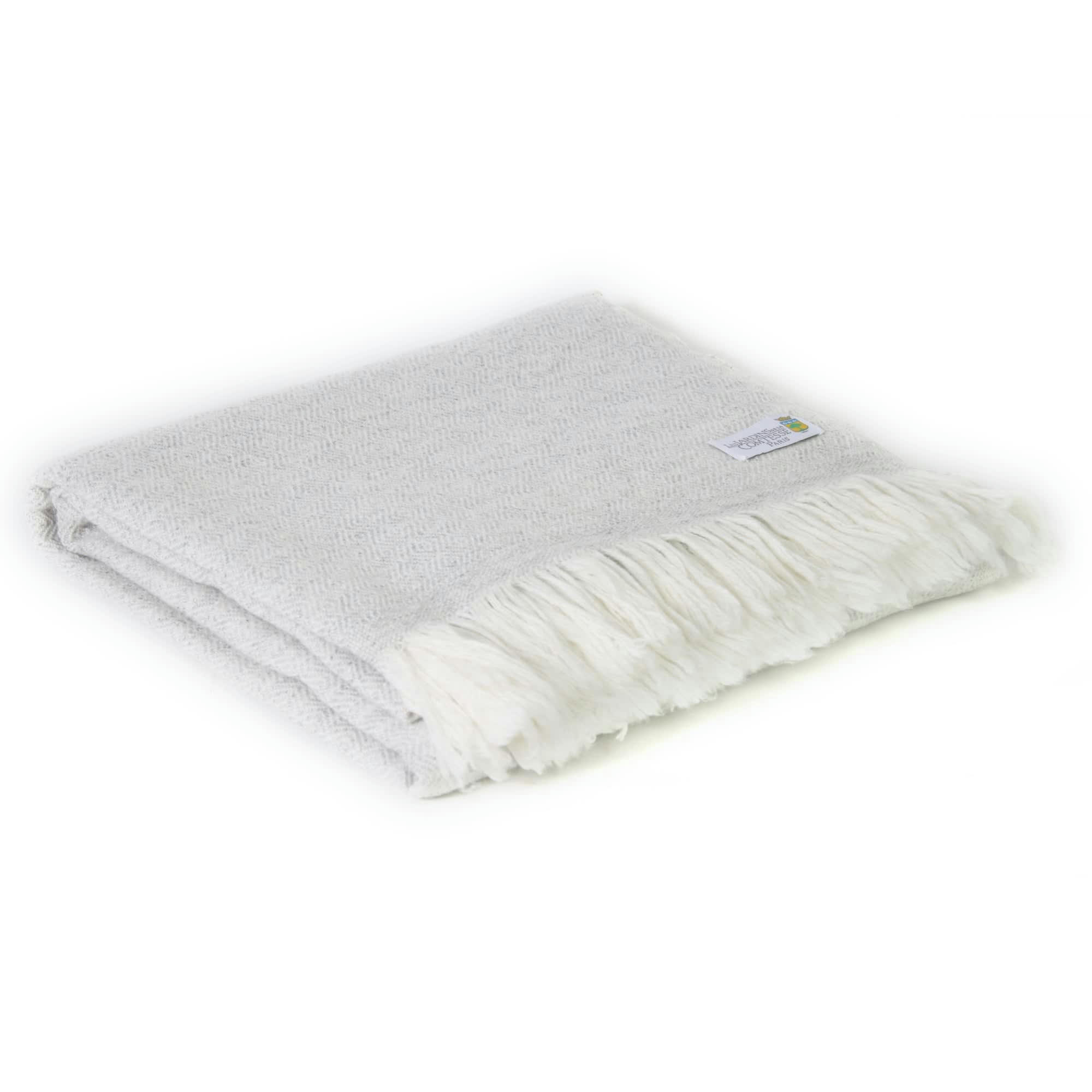 GRIS ARGENTÉ - Plaid cachemire et laine léger motif diamant gris argenté 130 x 230 cm