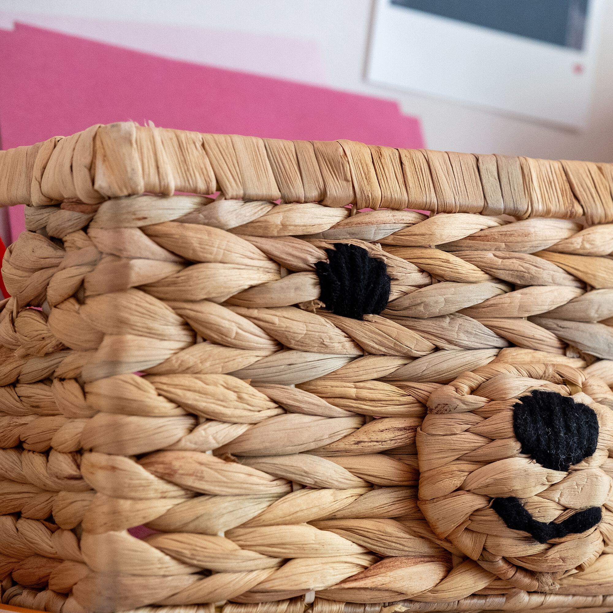 ANTONIN - Panier ourson en jacinthe d'eau 20x30cm - naturel