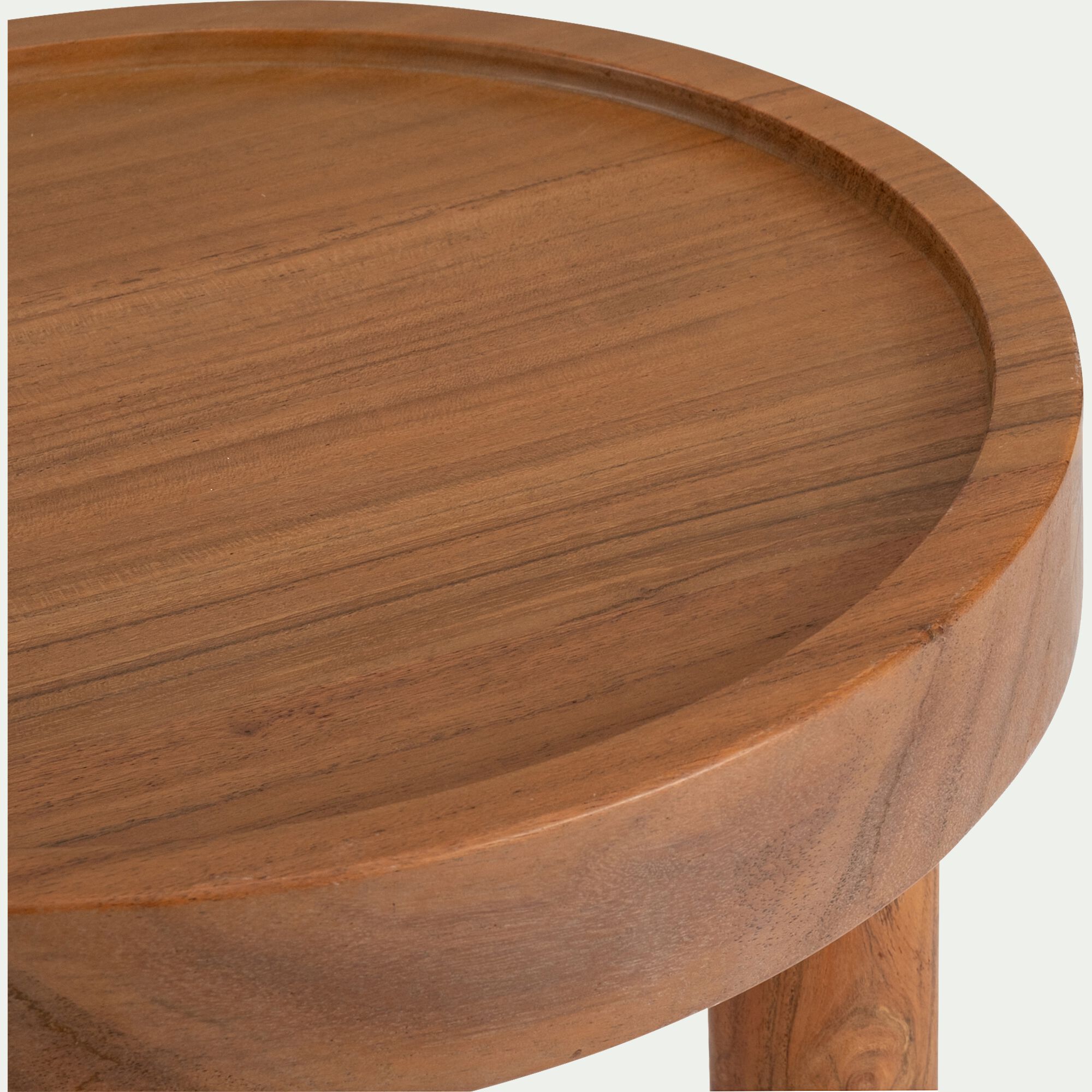 AVEIRO PM - Bout de canapé en bois d'acacia D35xH40cm - bois foncé