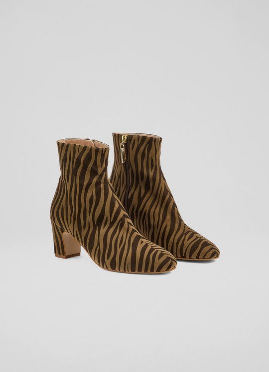 Conway Zebra Print Suede Ankle Boots