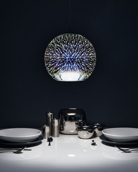 Lampa wisząca sufitowa szklana srebrna