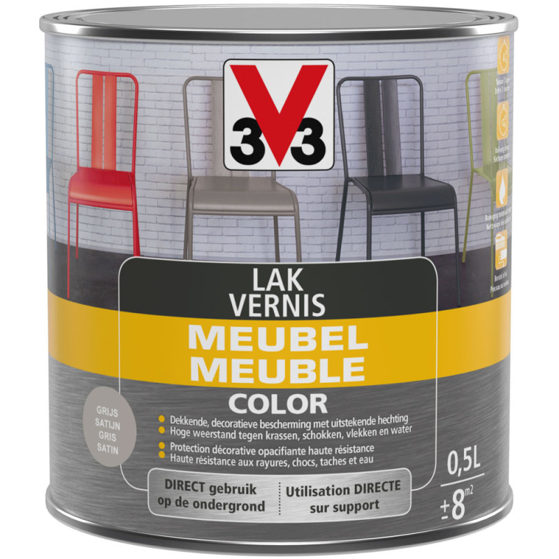 Vernis Meuble Color gris satiné 0,5 L V33