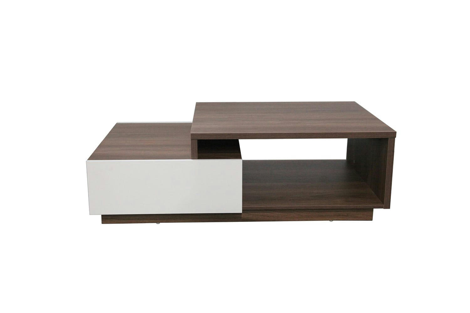 MONTREAL - Table basse en bois foncé et tiroirs blanc