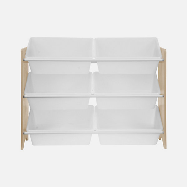 Meuble de rangement pour enfant avec 6 casiers - Tobias - MDF décor bois naturel. L 84 x P 29.5 x H 60cm
