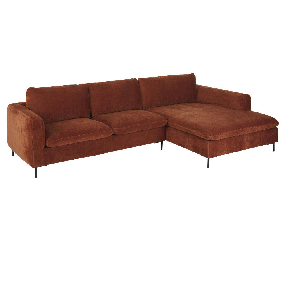 City - Canapé d'angle droit 4/5 places orange écureuil