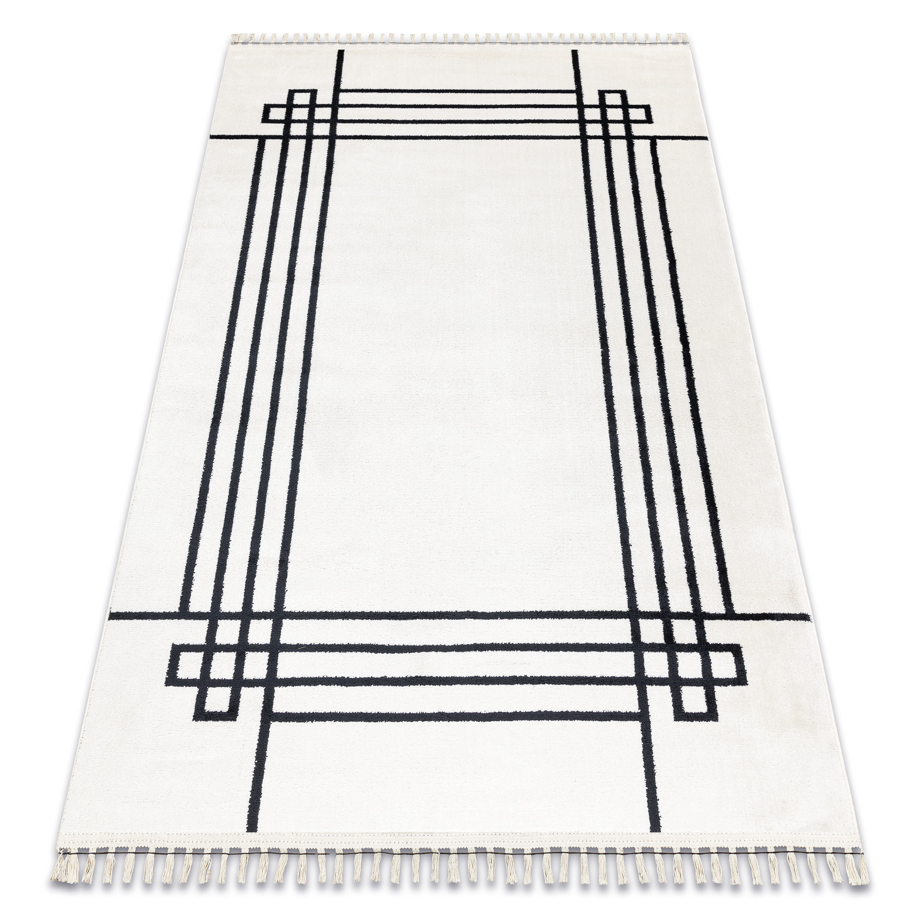Dywan AMOUR 53096C krem - Ramka, linie nowoczesny, elegancki 78x150 cm