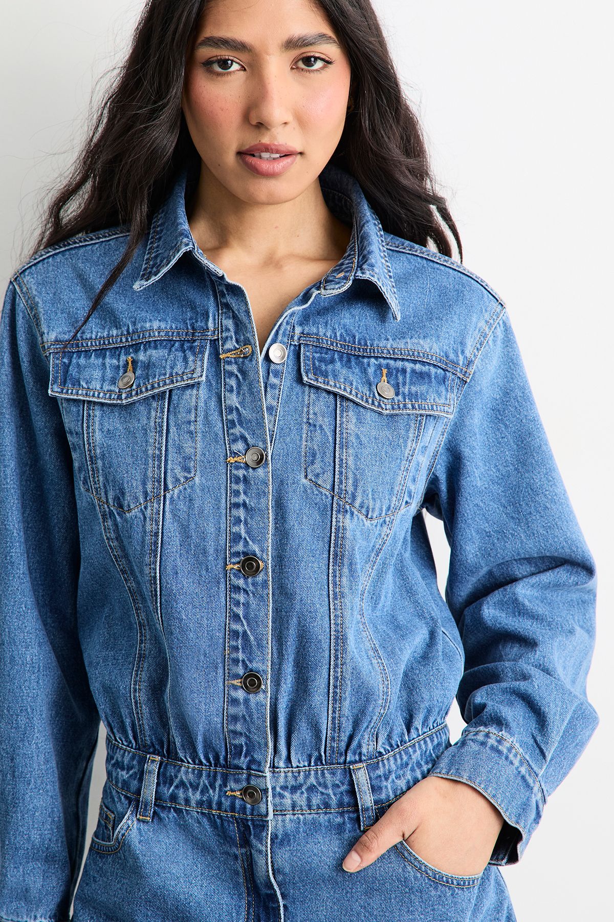 Warehouse Denim Shirt Mini Dress