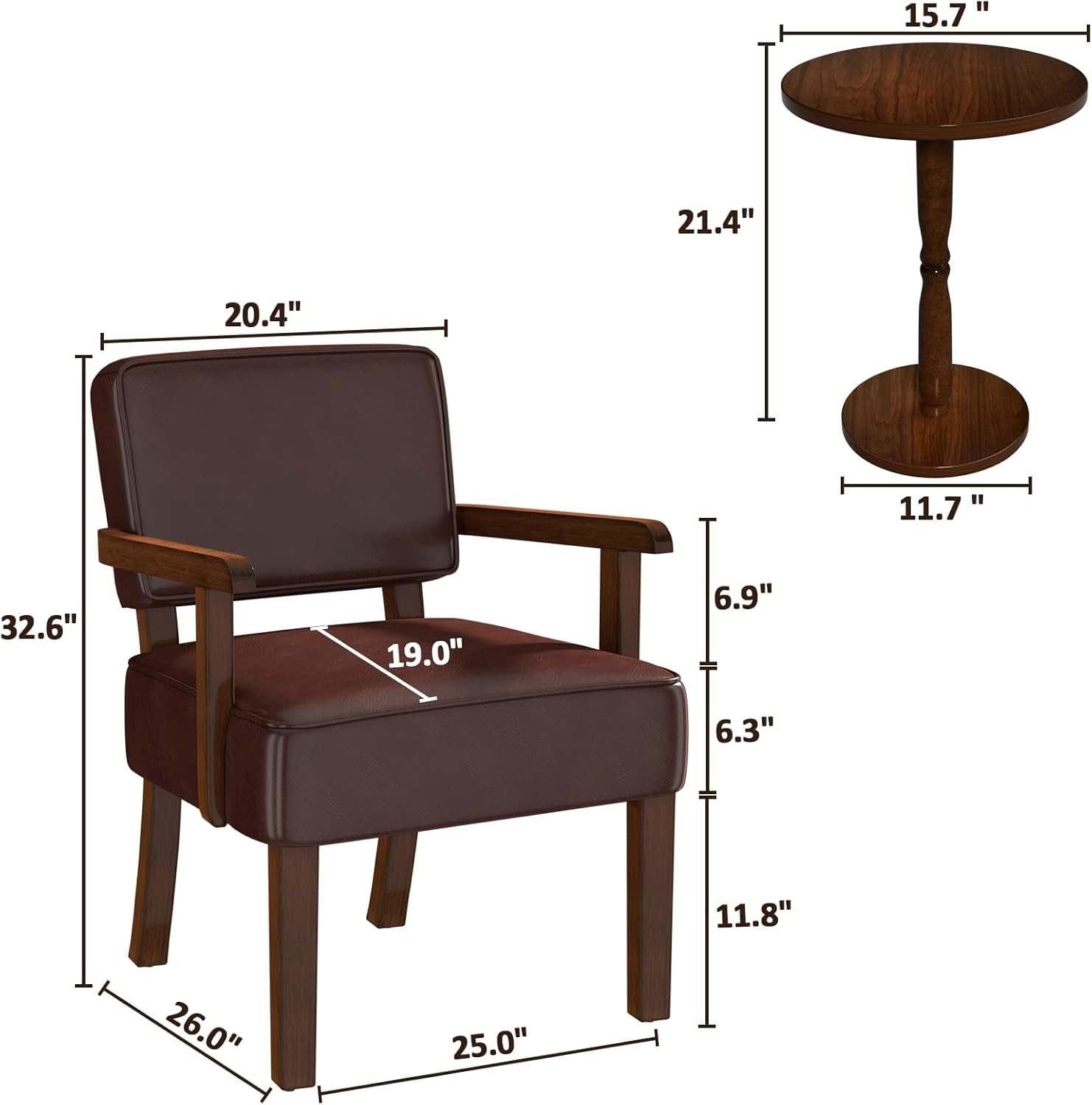 FAGAGA Accent Chair, PU Leather Living Room Chairs Oversize with Soft Seat and Armrests for Living Room Dinning Room Bedroom Reading Room Waiting Room