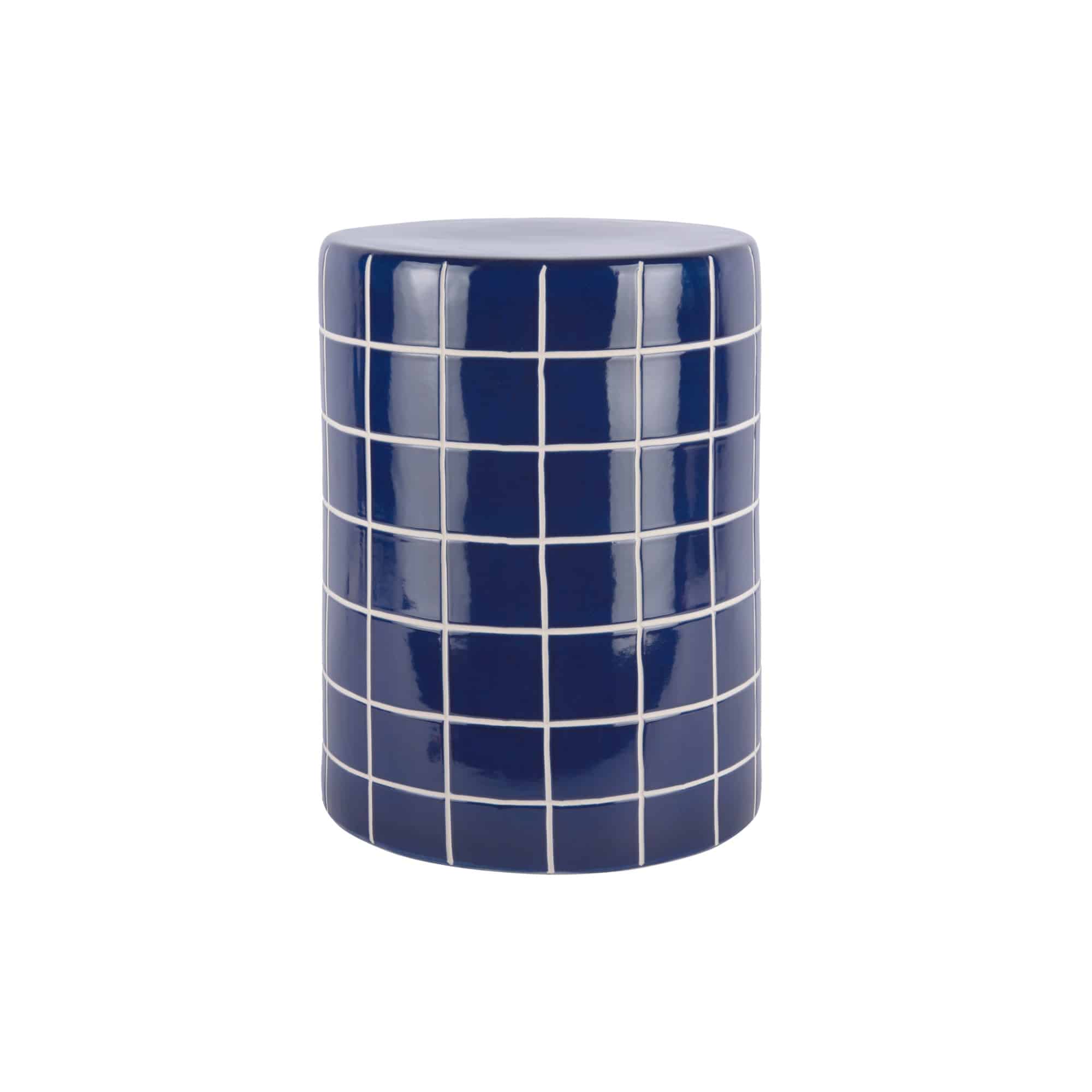 Leitmotiv bijzettafel Retro Tiles High - blauw - Ø33cm