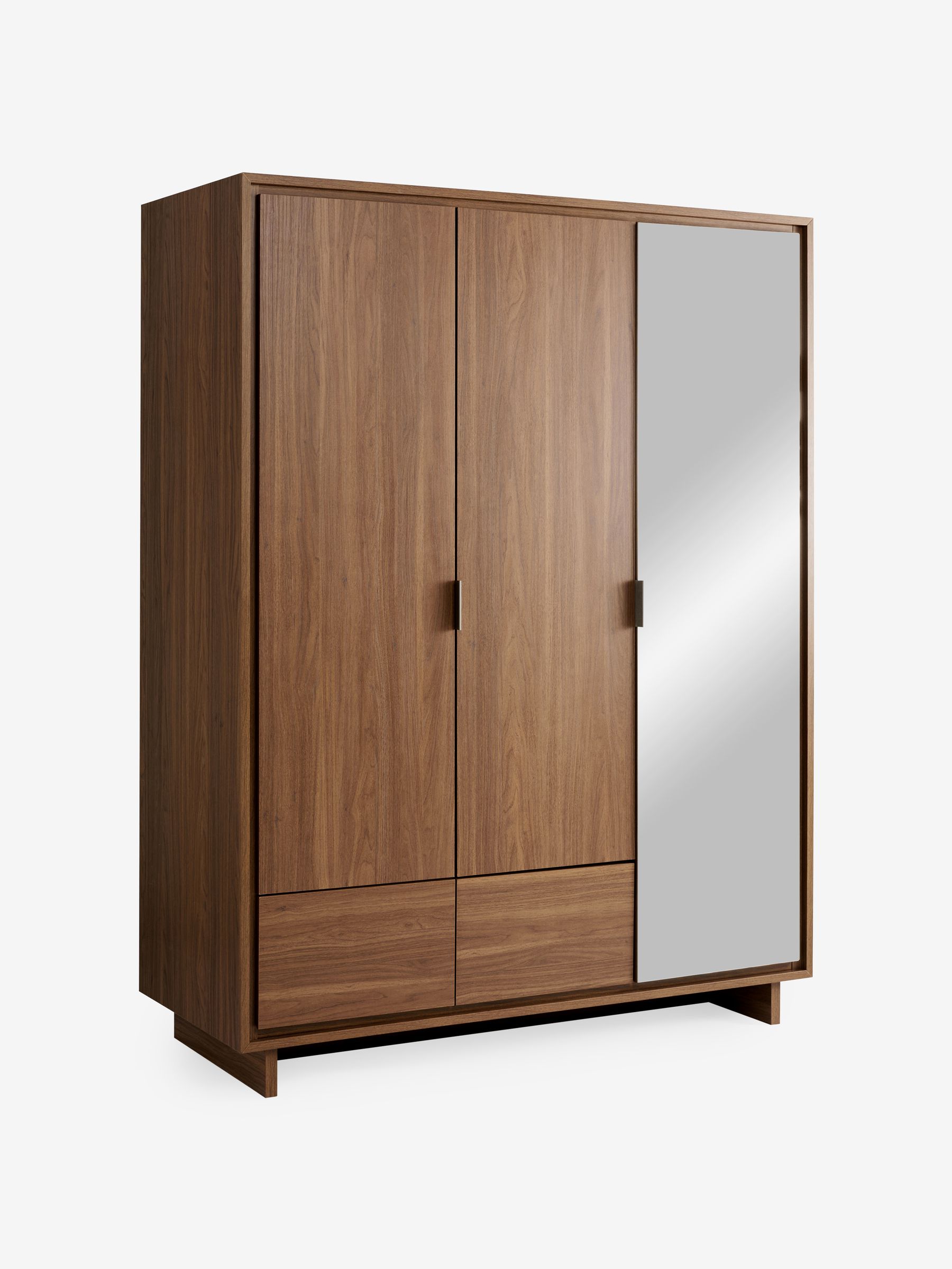 Kaci Mirror Triple Wardrobe in Dark Walnut Effect