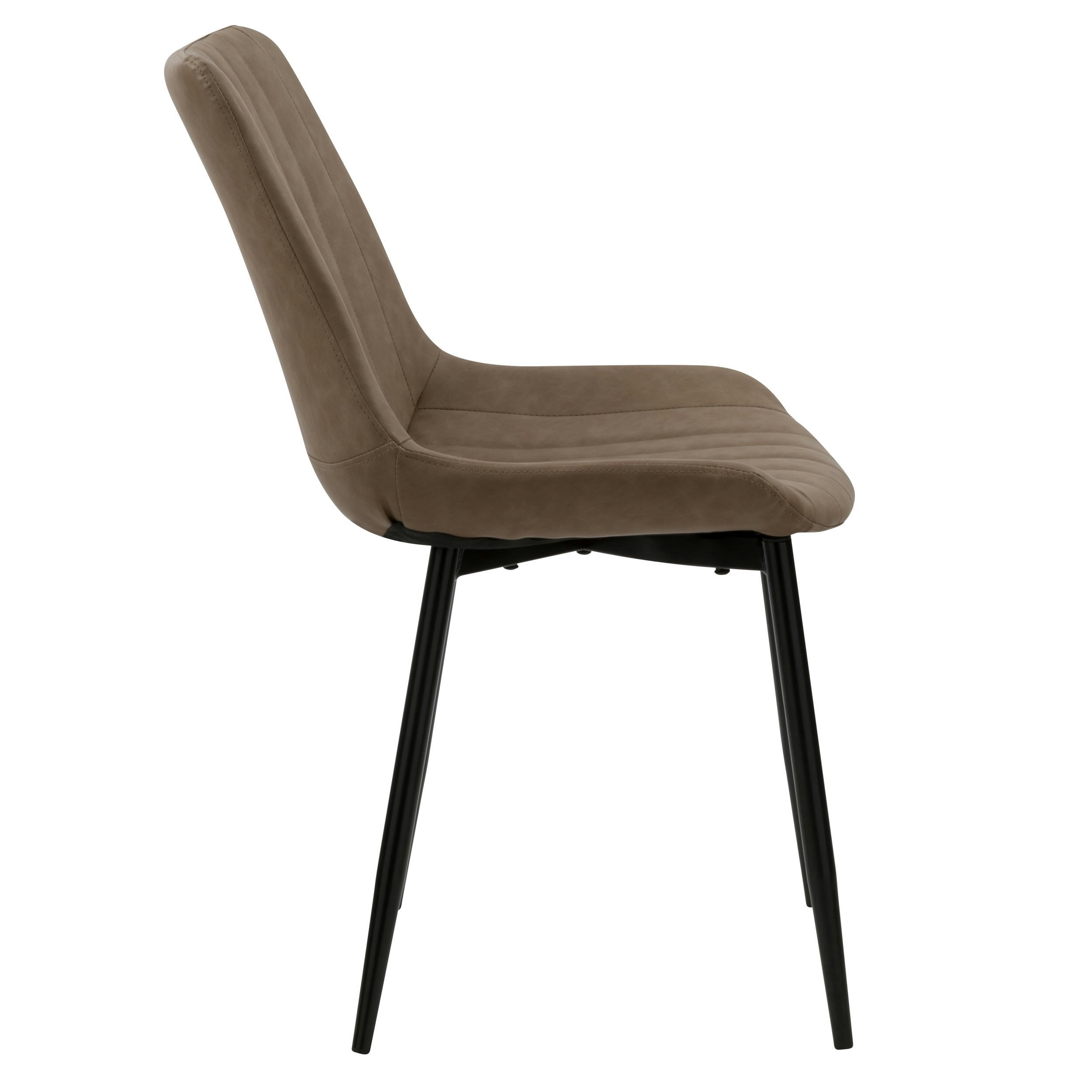 KILLI - Chaise en cuir synthétique taupe et métal noir (lot de 2)