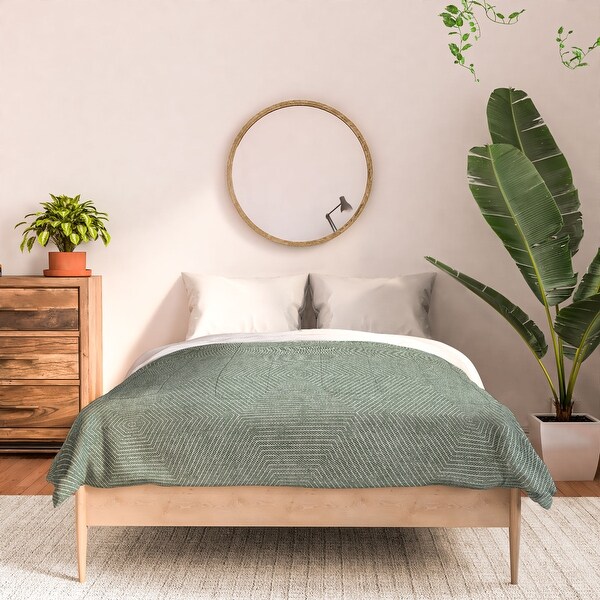 Little Arrow Design Co Hexagon Stripes Sage Made To Order Full Comforter Set
