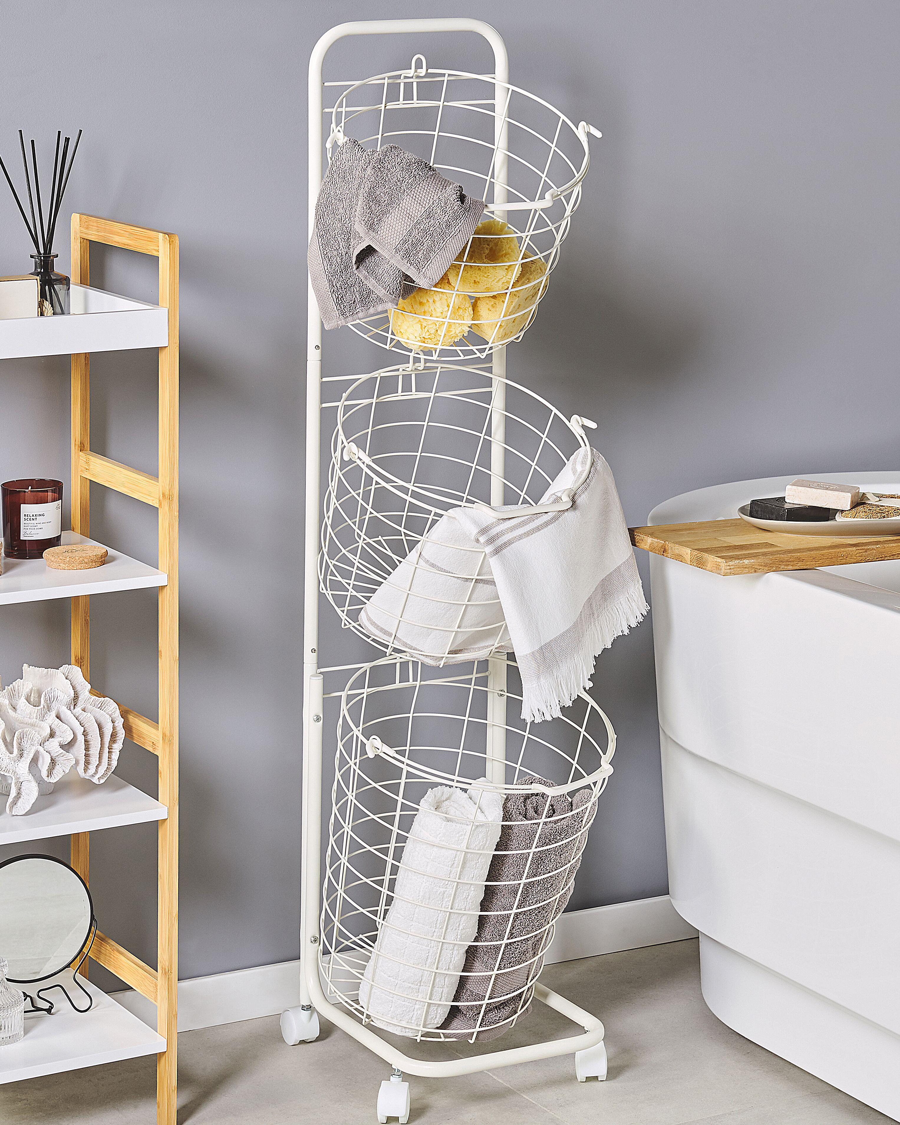 Basket Stand AYAPAL with Wheels Metal White