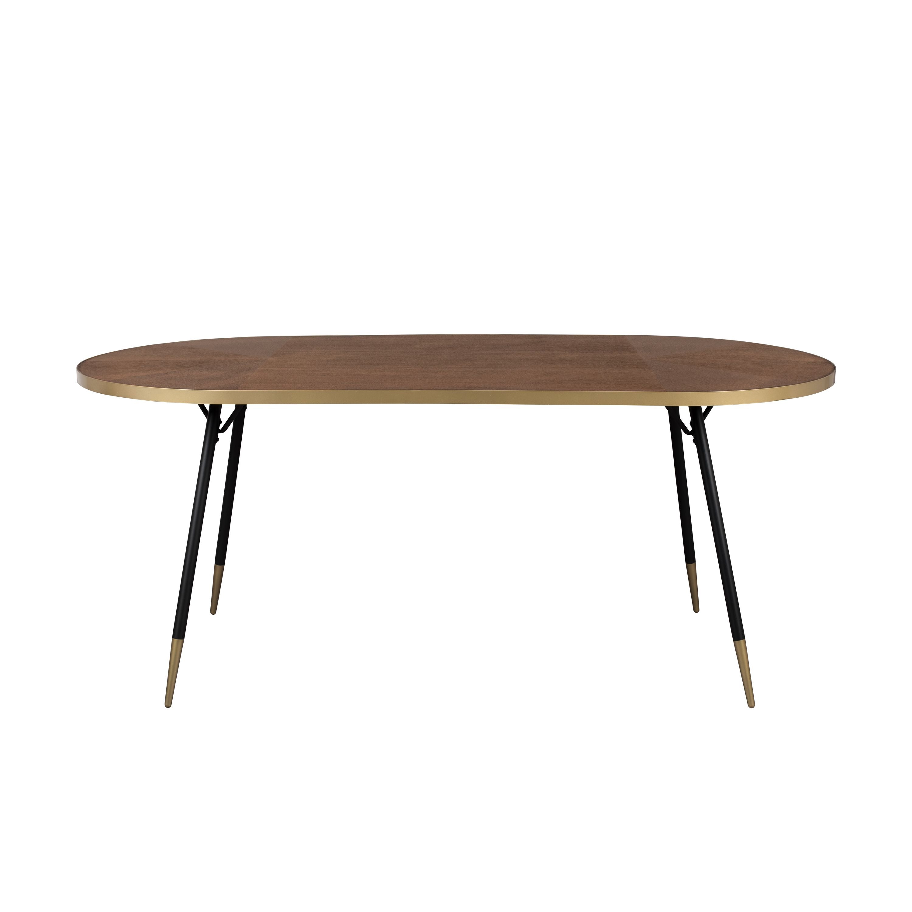 Housecraft Living Denise Eettafel Ovaal 180x90 cm Hout Bruin/ Goud