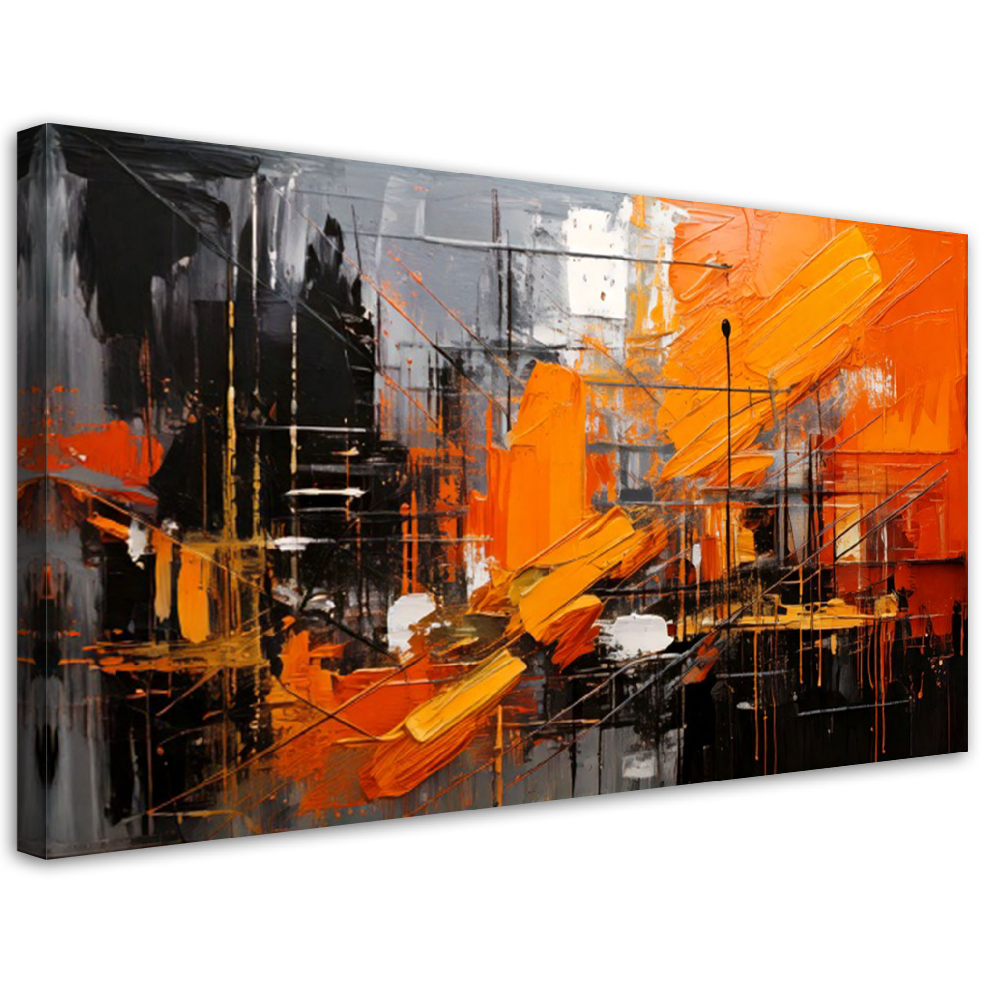 Feeby Obraz do salonu, Abstrakcja Pomarańczowa Industrialna 80x40