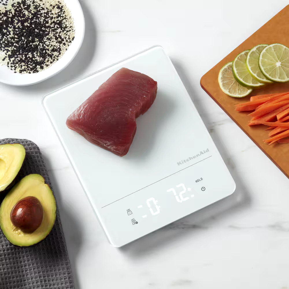KitchenAid Waterproof Digital Kitchen & Food Scale, White, 11-lb/ 5-kg