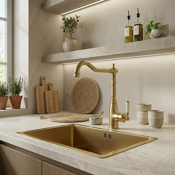 Mitigeur évier or brossé Essebagno Leeds
