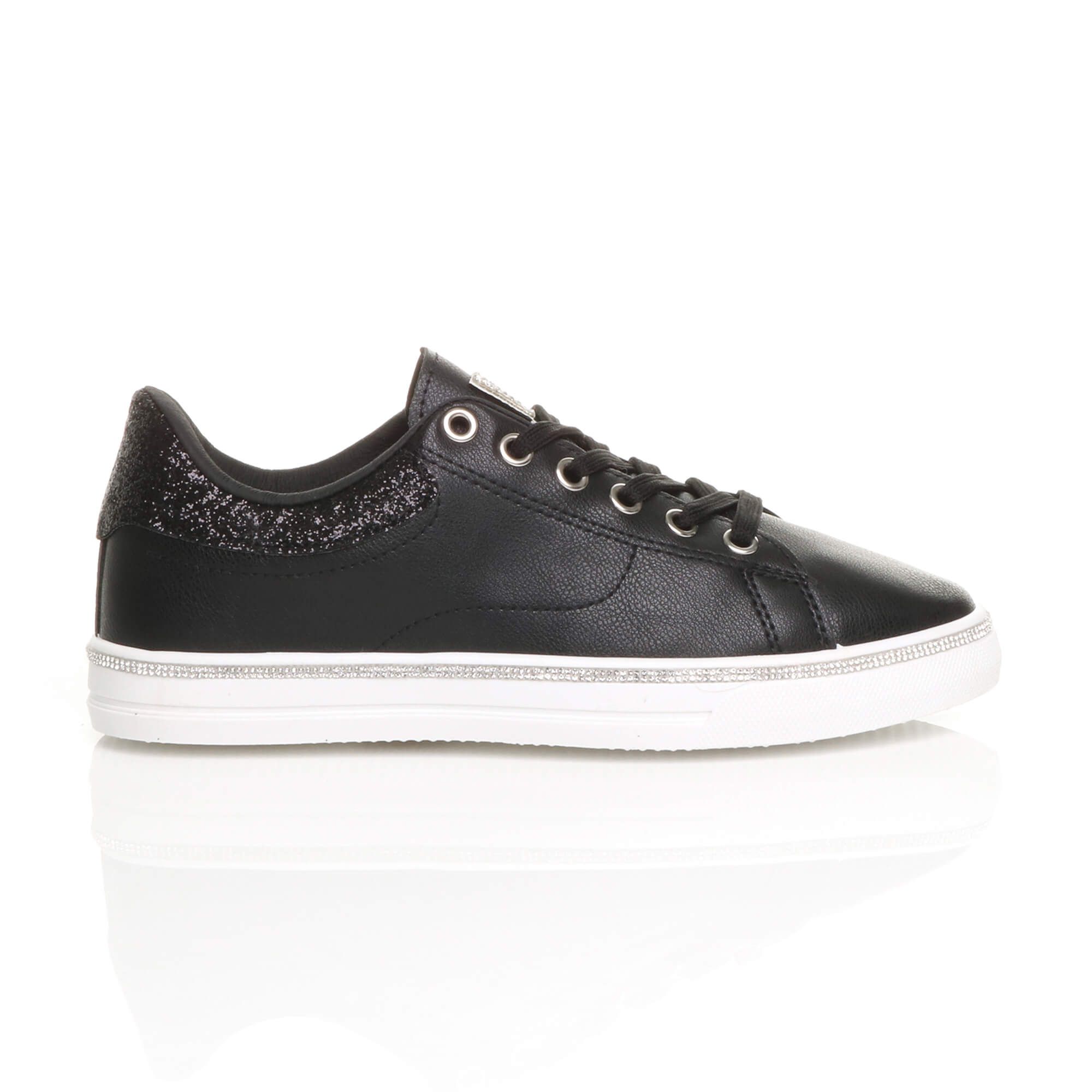 AJVANI Flat Heel Diamante Lace Up Trainers