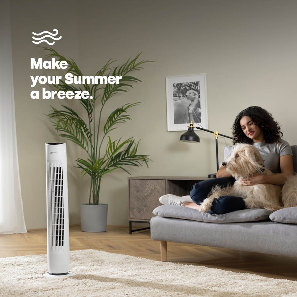 LIVIVO 32in Tower Fan White Oscillating Quiet Fan with Remote Control Timer