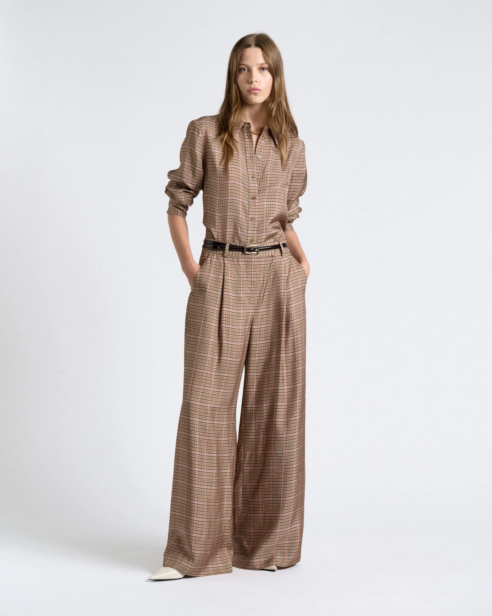 Check Wide Leg Pant