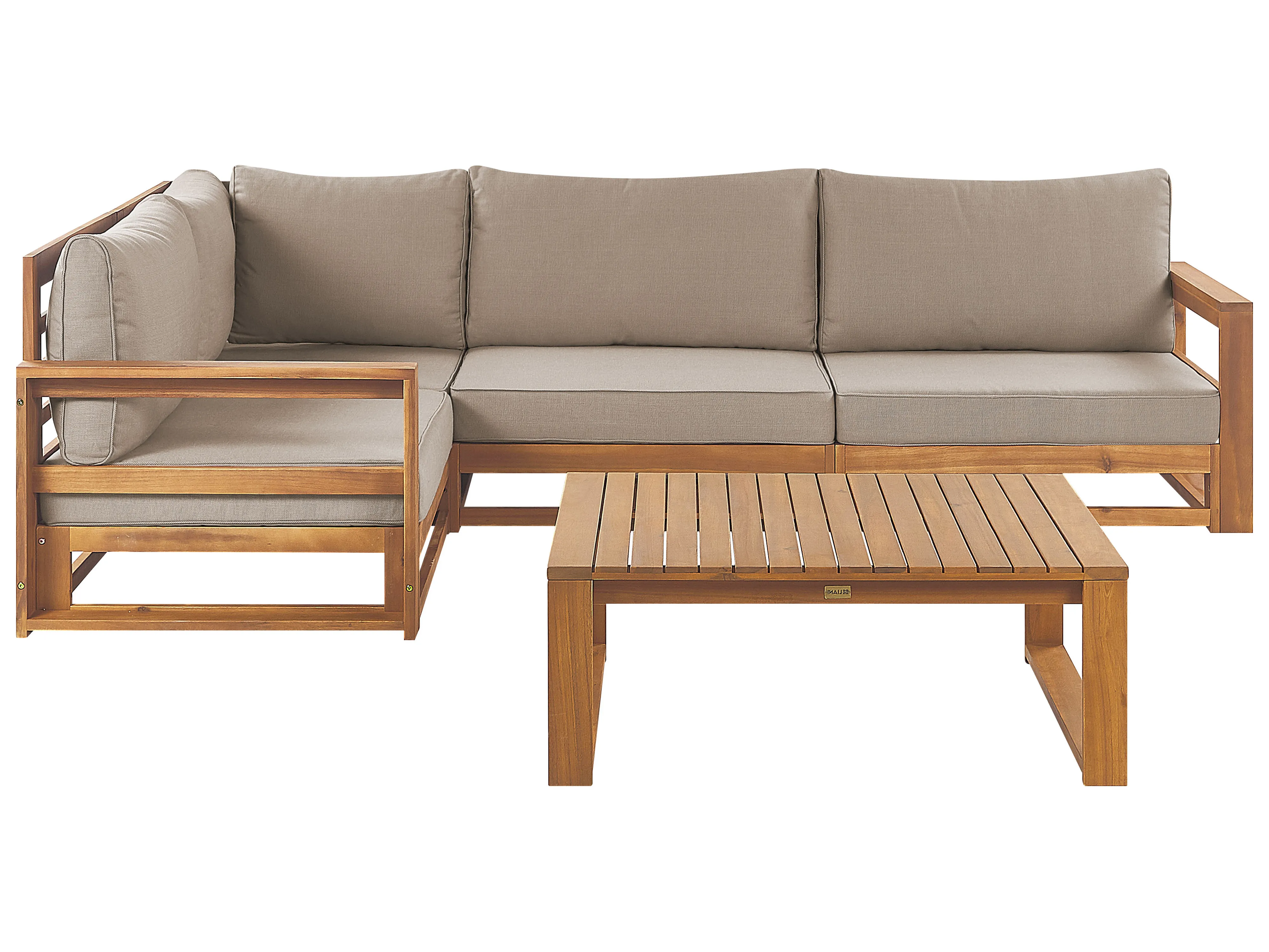 Garden Corner Sofa with Table 4 Seater TIMOR Left Hand Modular Certified Acacia Wood Light Brown